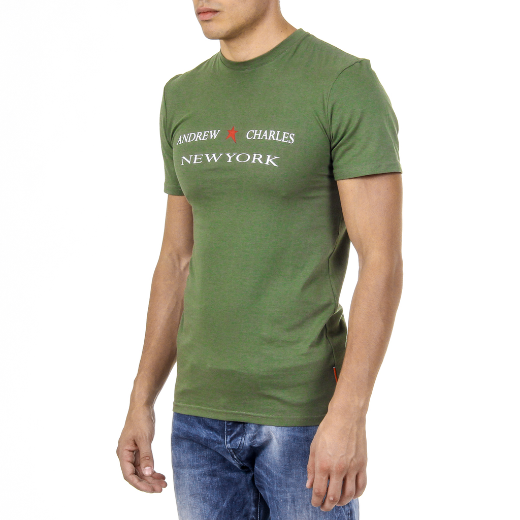 Andrew Charles T-shirt da uomo a maniche corte con scollo rotondo verde KEITA