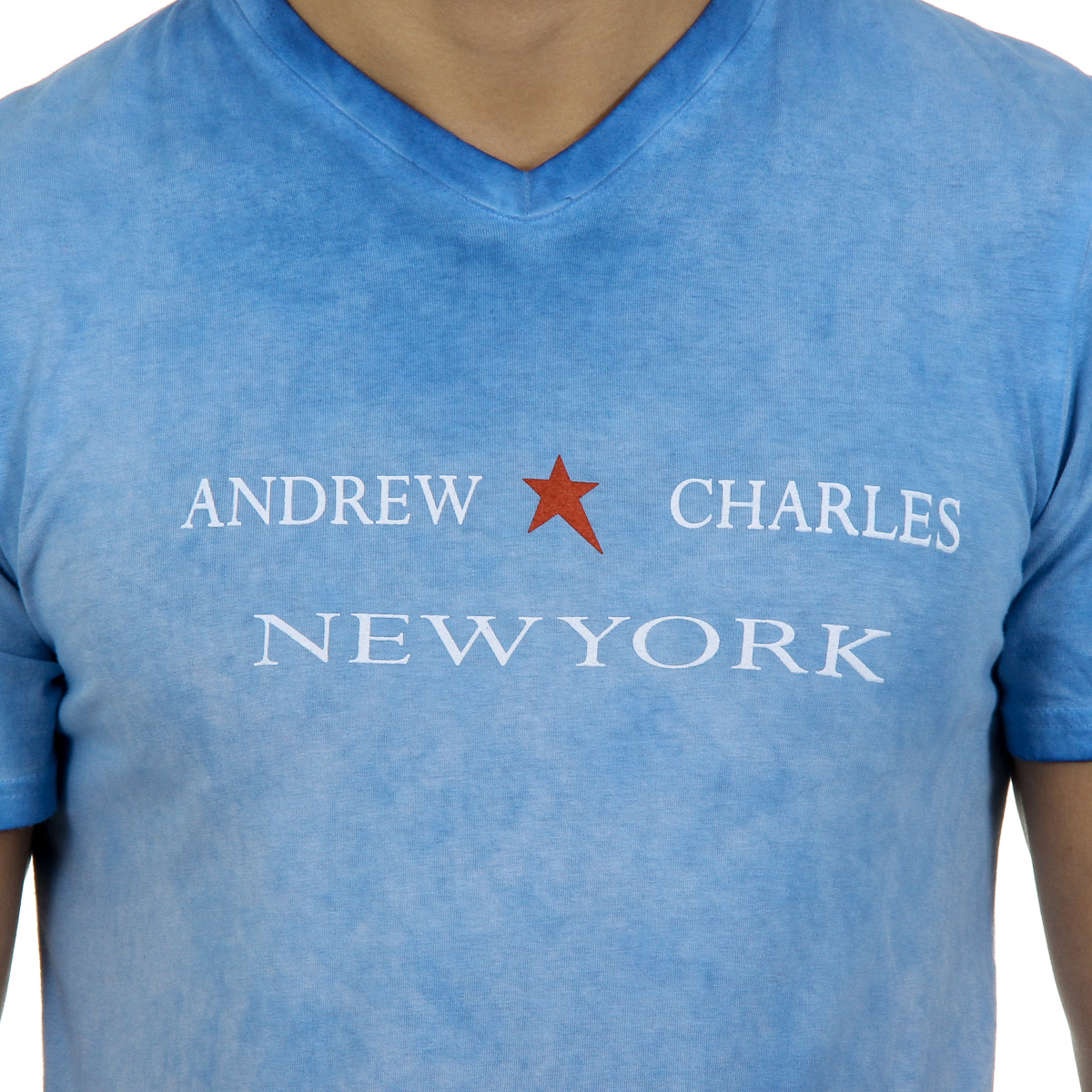 Andrew Charles T-shirt da uomo a maniche corte con scollo a V, colore azzurro KOFI