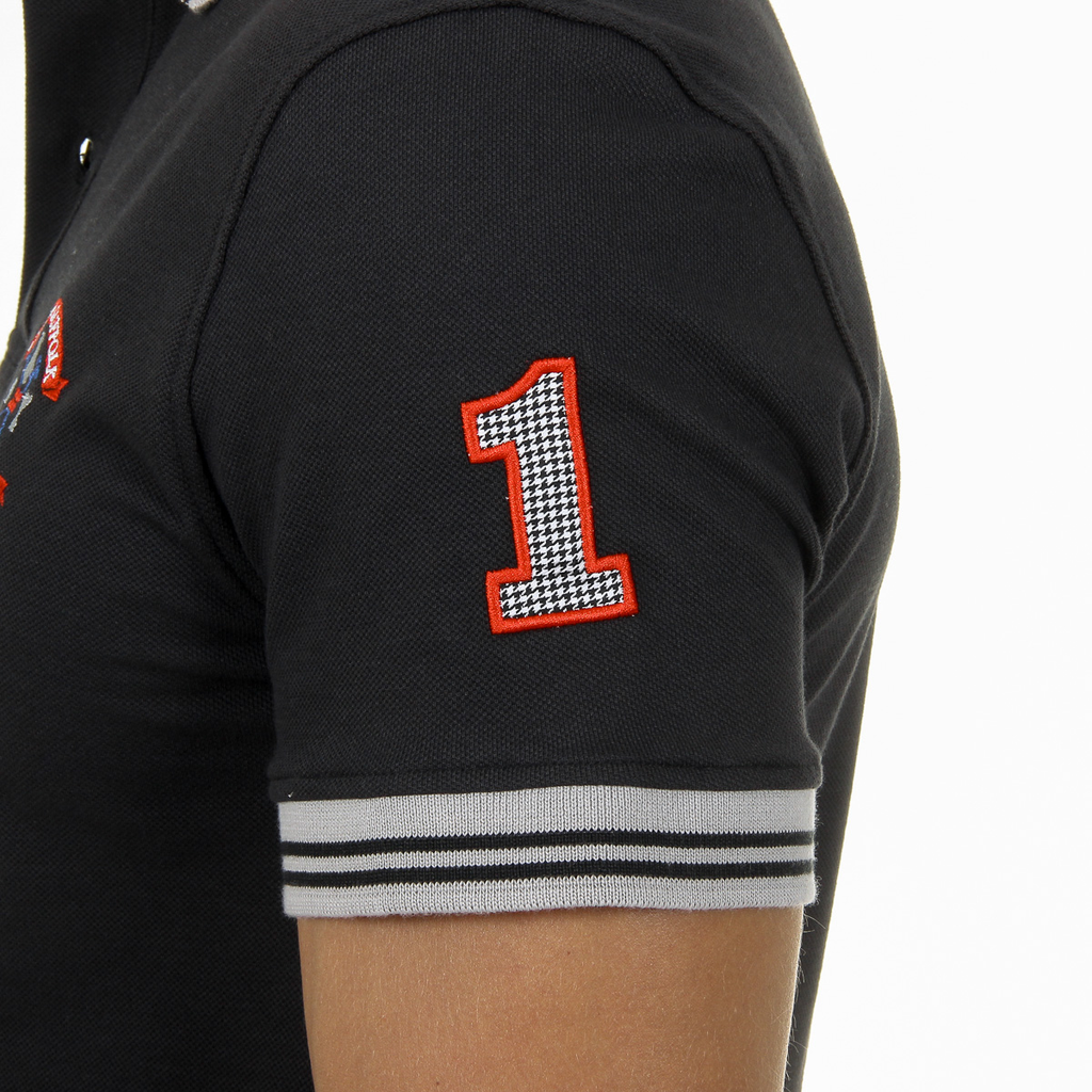 Polo da uomo a maniche corte Ufford & Suffolk Polo Club nera ENIGMA
