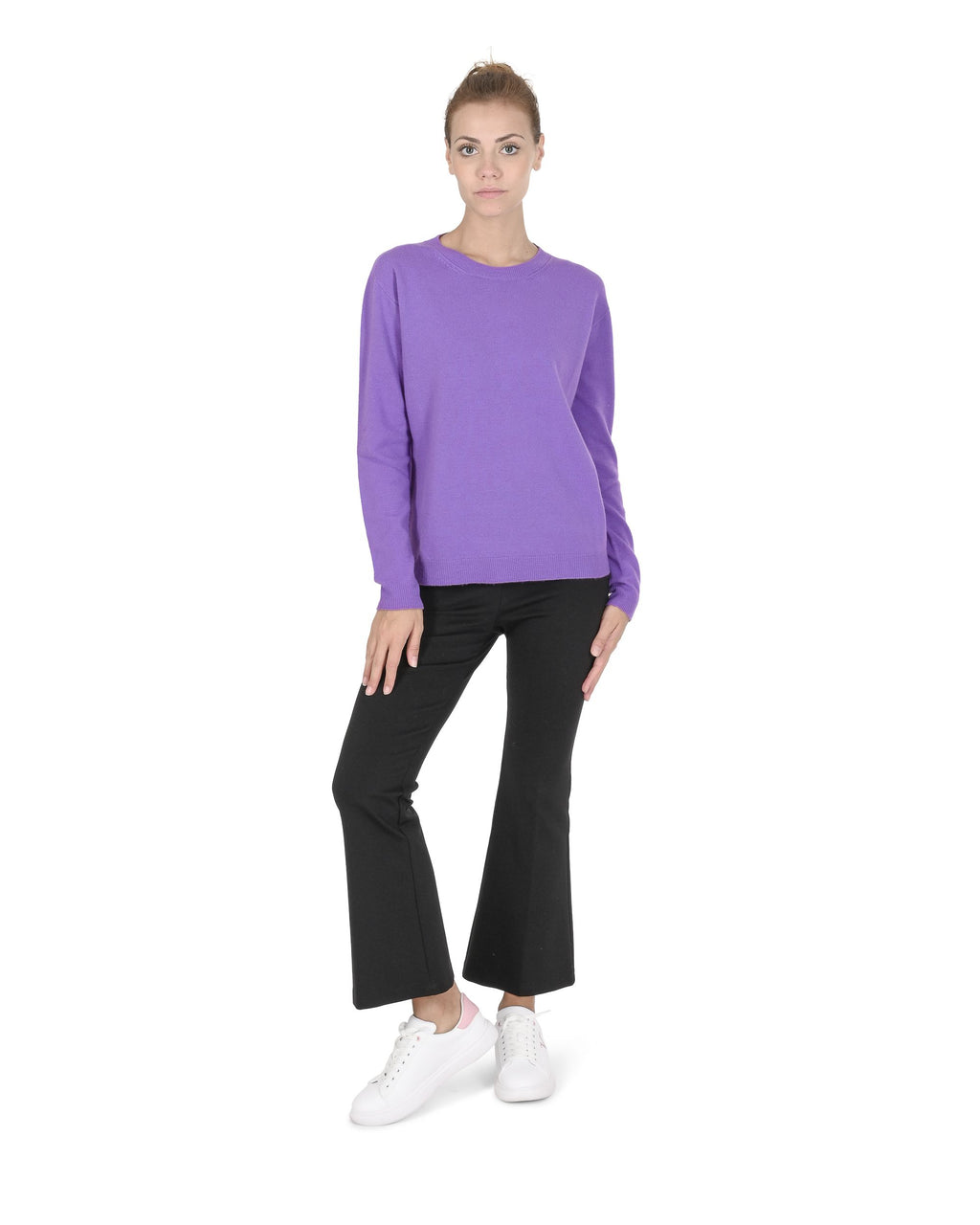 Maglione girocollo da donna in cashmere Crown of Edinburgh COE 0014 LAVANDA