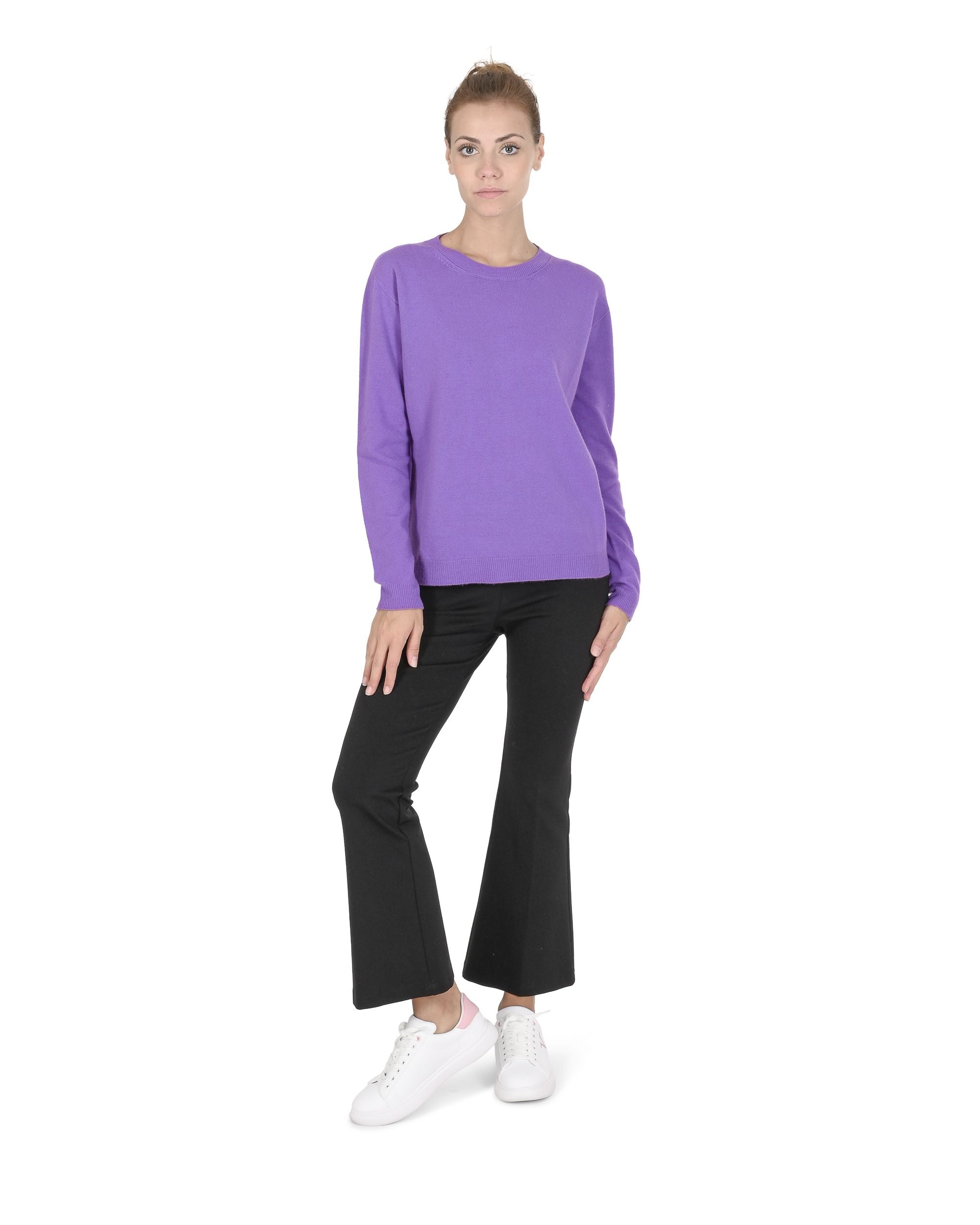 Maglione girocollo da donna in cashmere Crown of Edinburgh COE 0014 LAVANDA