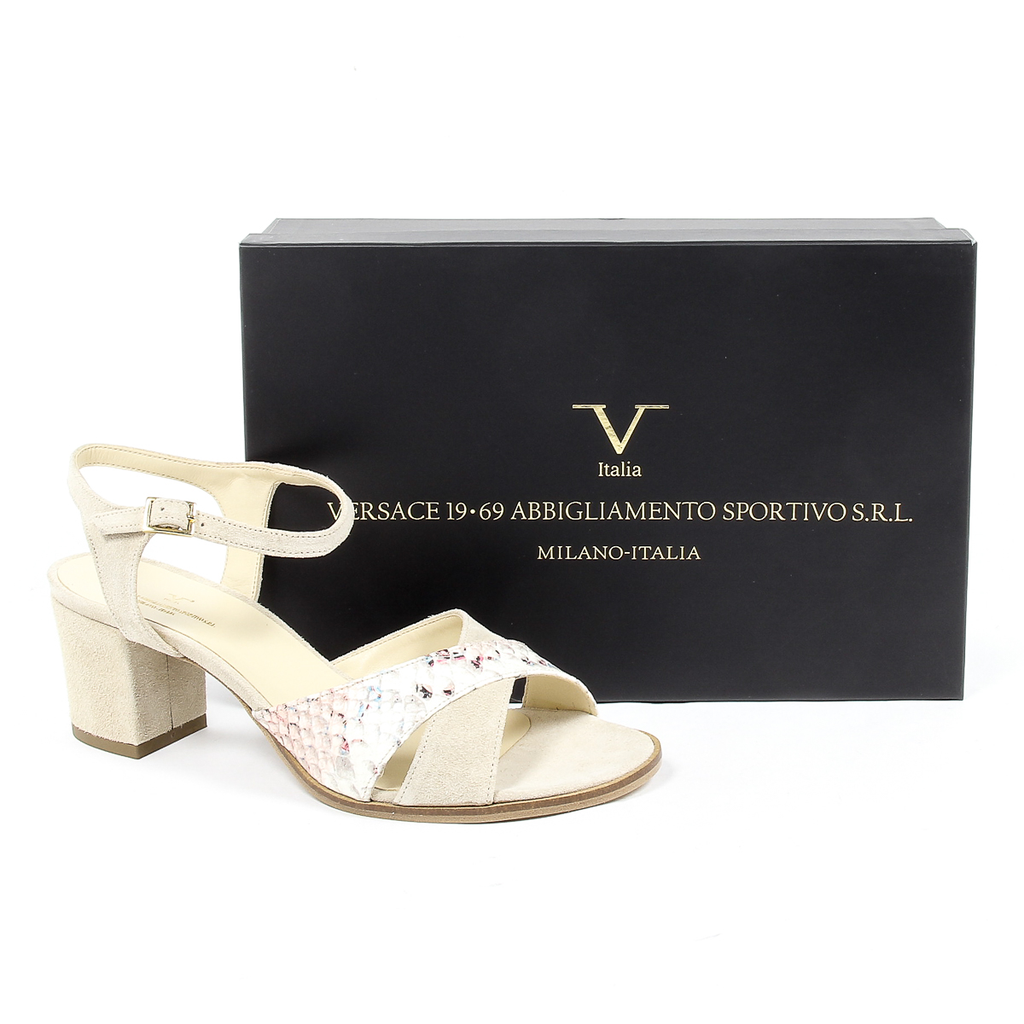 V 1969 Italia Sandalo con cinturino alla caviglia da donna Beige VERA