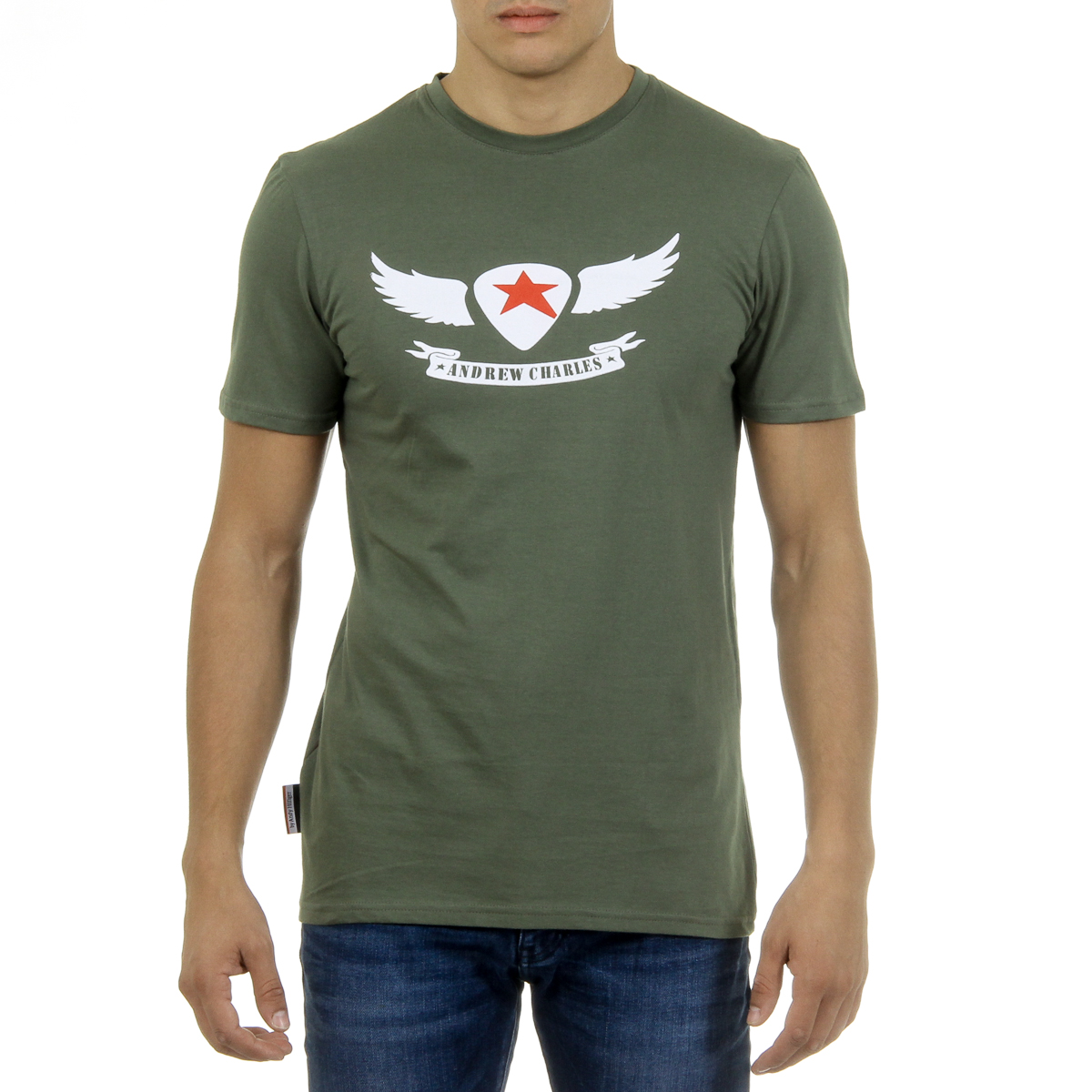 Andrew Charles T-shirt da uomo a maniche corte con scollo rotondo verde KEITA