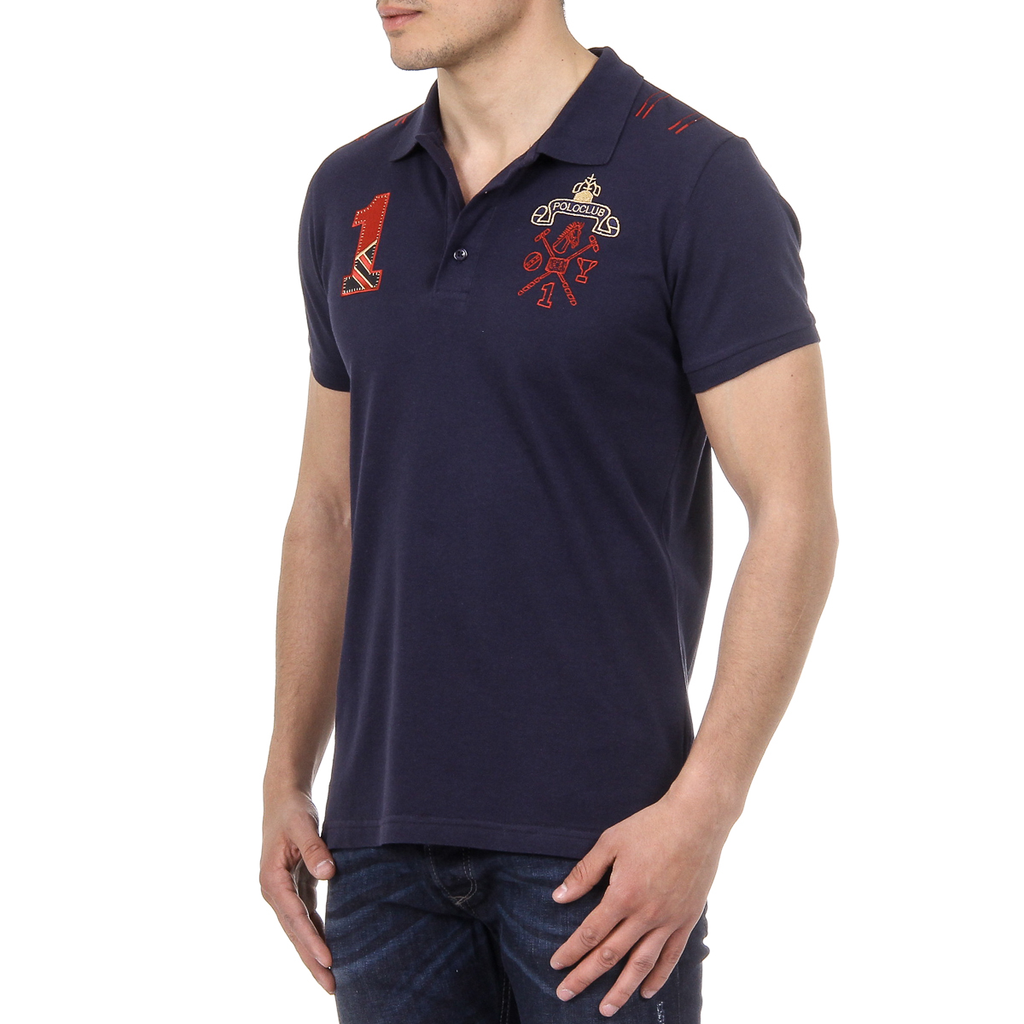 Polo da uomo a maniche corte Ufford & Suffolk Polo Club US008 BLU NAVY