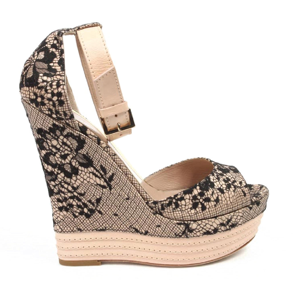 Sandalo espadrillas con zeppa da donna Sebastian Milano S6109 PIZZO SU RASO PIZZO SU RASO