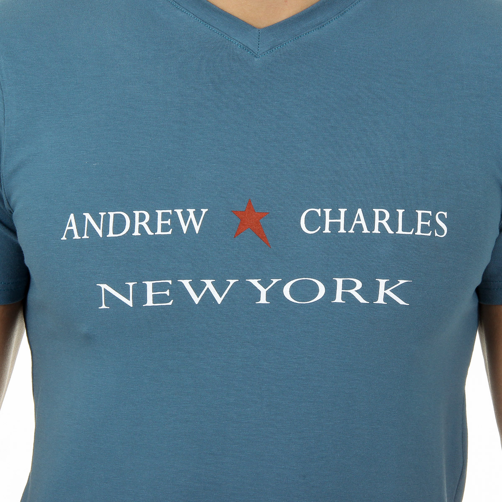 Andrew Charles Maglietta da uomo a maniche corte con scollo a V, verde KENAN