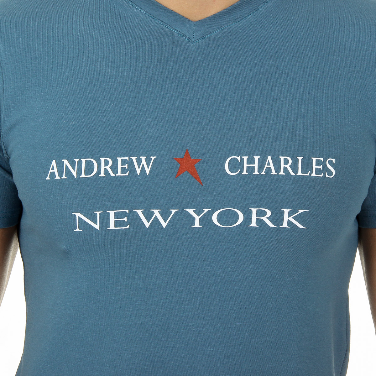 Andrew Charles Maglietta da uomo a maniche corte con scollo a V, verde KENAN