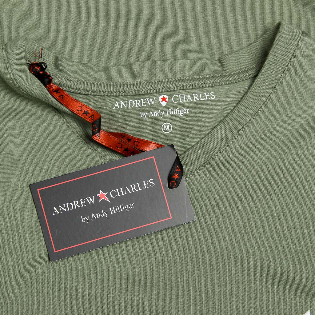 Andrew Charles Maglietta da uomo a maniche corte con scollo a V, verde KENAN