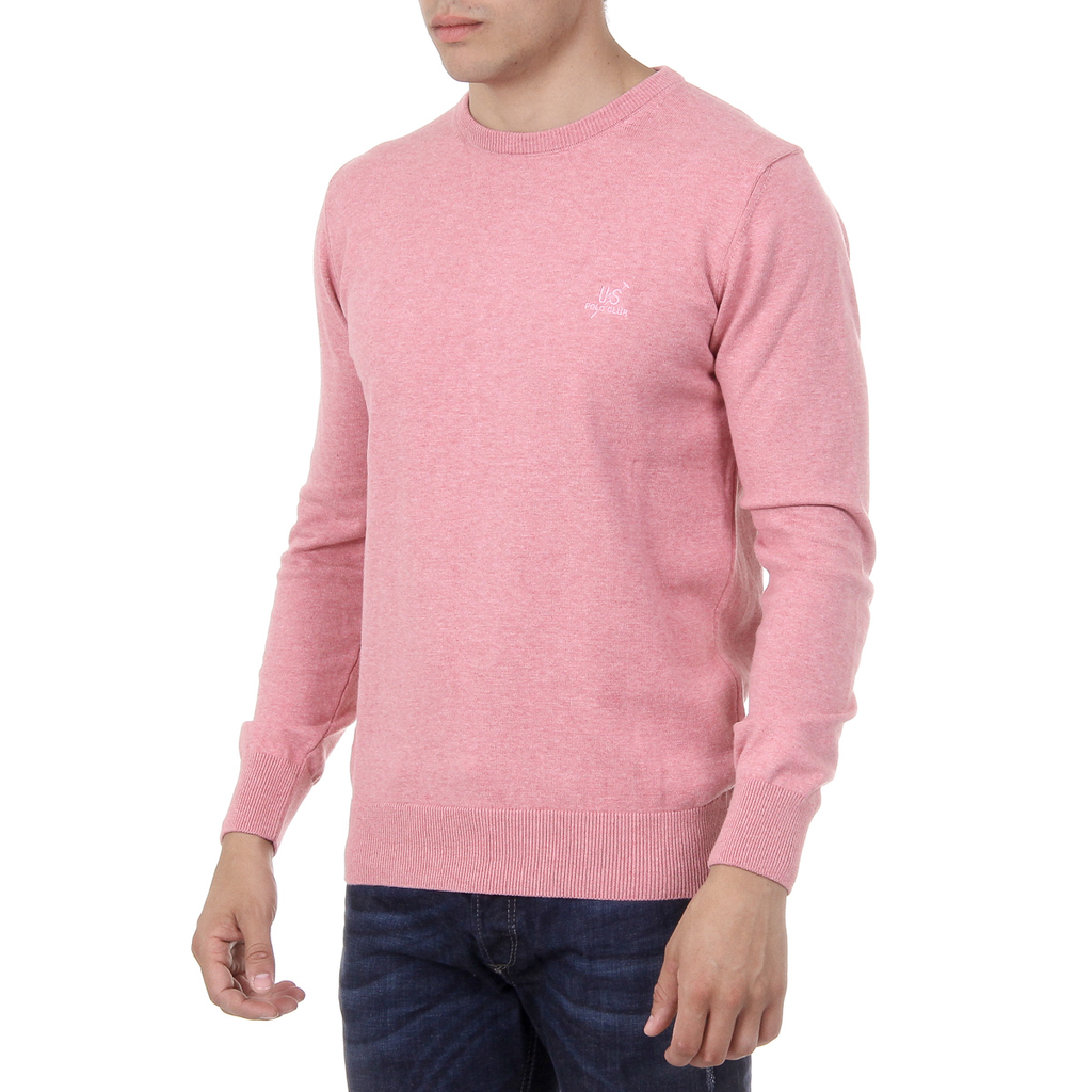 Maglione da uomo Ufford & Suffolk Polo Club a maniche lunghe con scollo rotondo PULLRUS100 ROSA