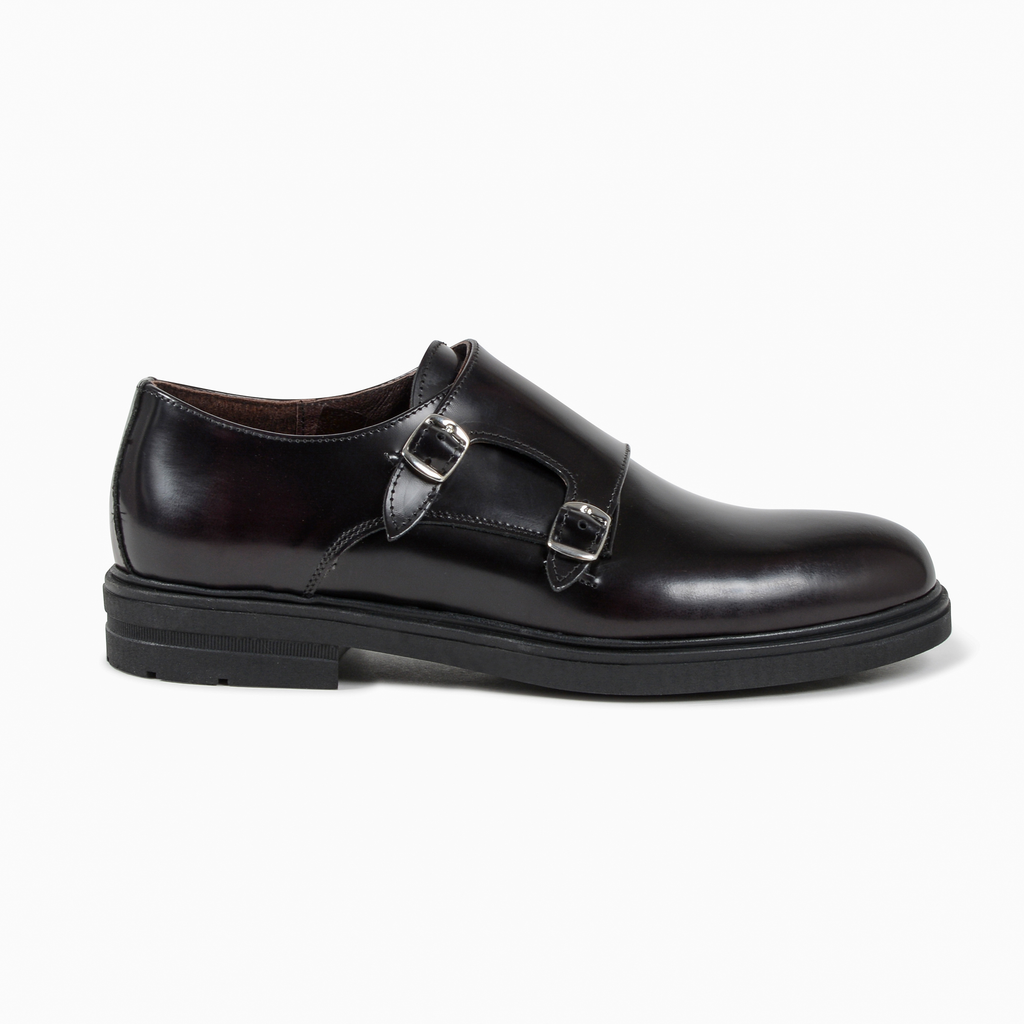 19V69 Italia Mens Double Buckle Shoe Bordeaux 1210 P ABRASIVATO BORDEAUX