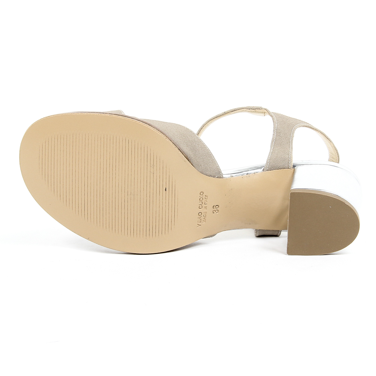 V 1969 Italia Sandalo con cinturino alla caviglia da donna Beige VERA