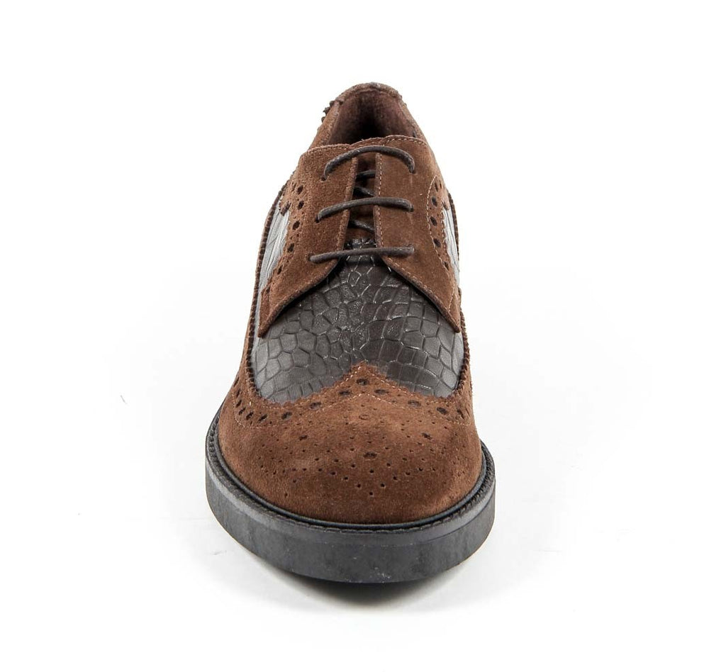 V 1969 Italia Scarpa Brogue Donna B1670 VELOUR COCCO T. MORO