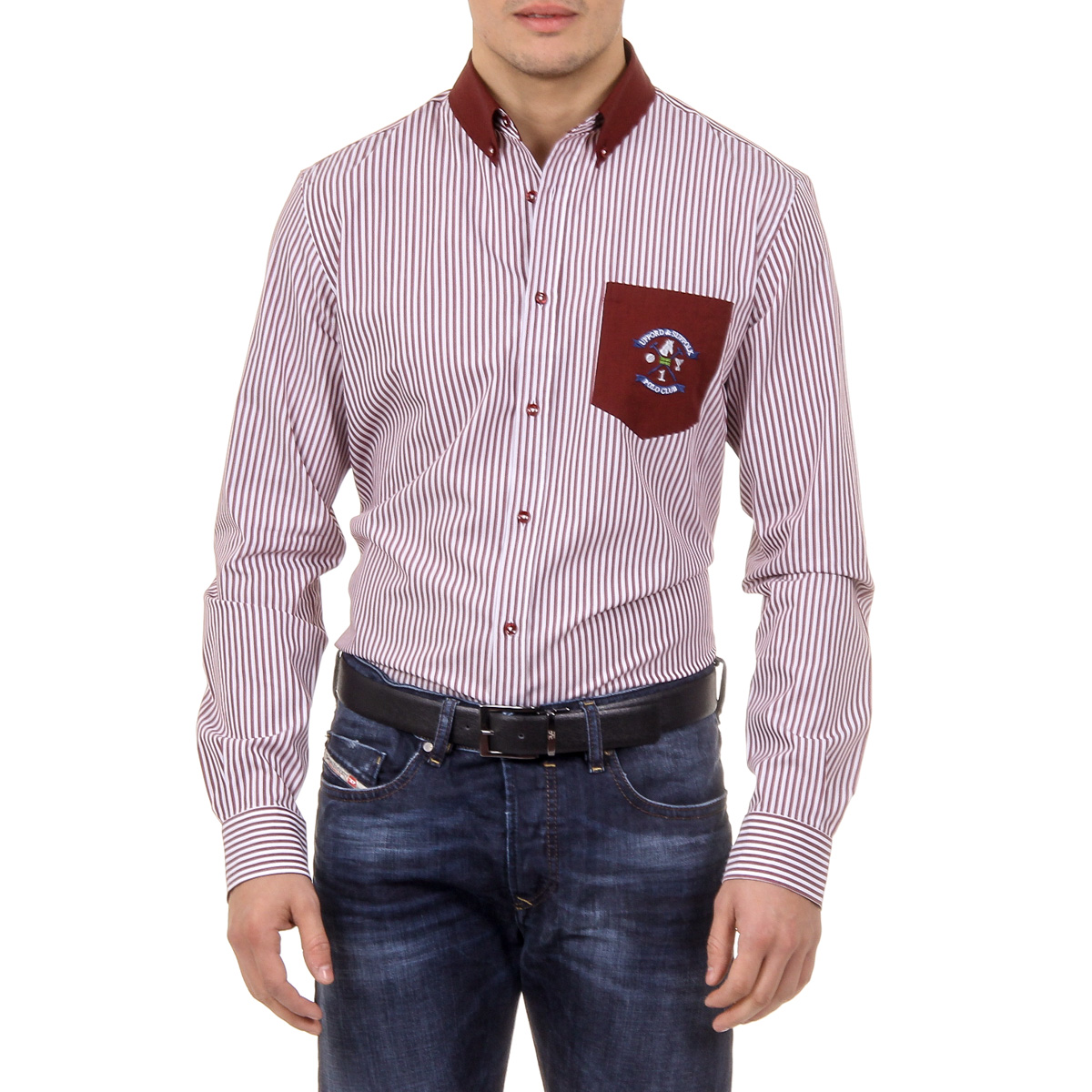 Camicia da uomo Ufford & Suffolk Polo Club USC01 A3 BORDEAUX