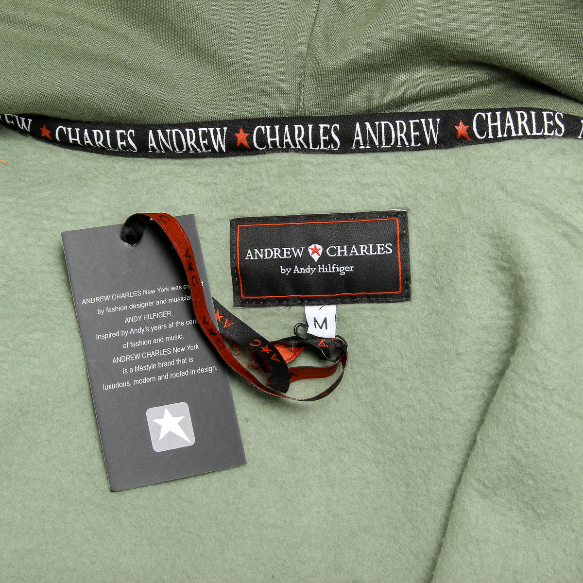 Felpa con cappuccio da uomo Andrew Charles con cerniera, maniche lunghe, scollo rotondo, verde FELA
