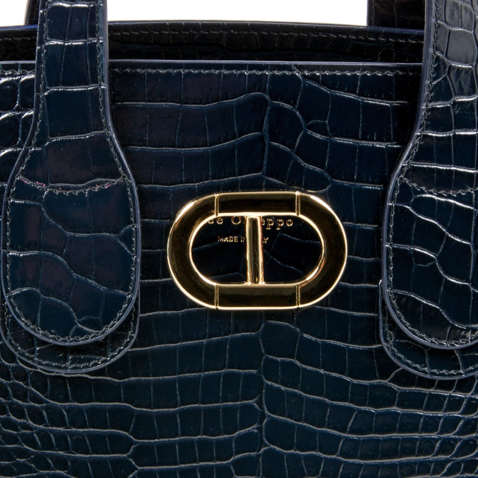 Borsa tote grande blu Verona Cocco