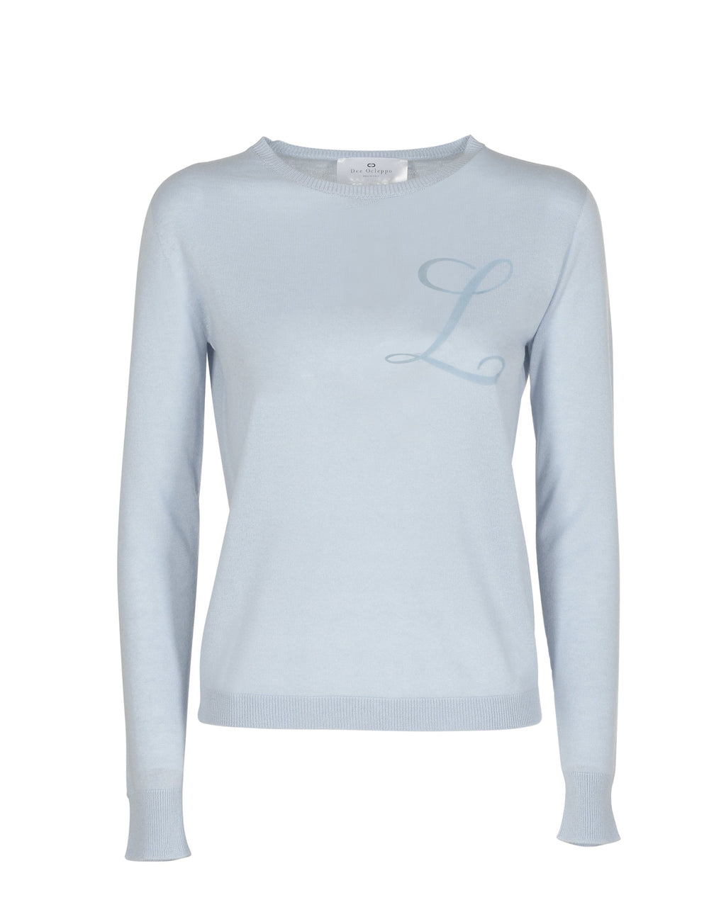 Maglia girocollo in cashmere estivo - Manica lunga - Azzurro