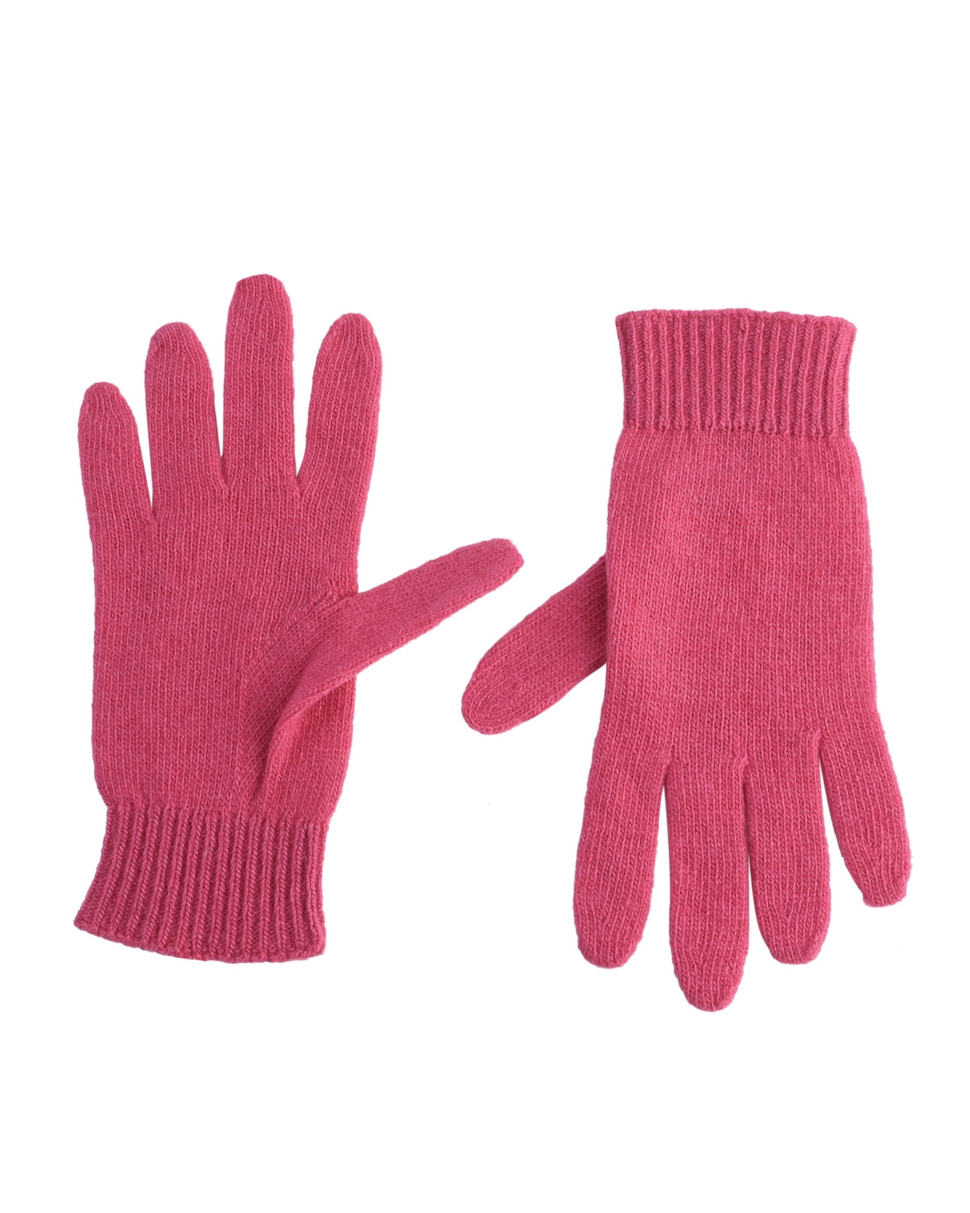 Guanti corti da donna in cashmere Crown of Edinburgh COE 001 FUSCHIA