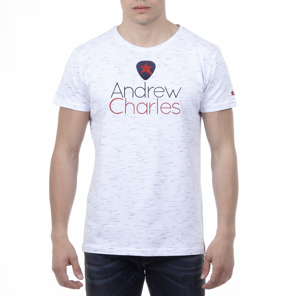 Andrew Charles T-shirt da uomo a maniche corte con scollo rotondo, bianca JACK