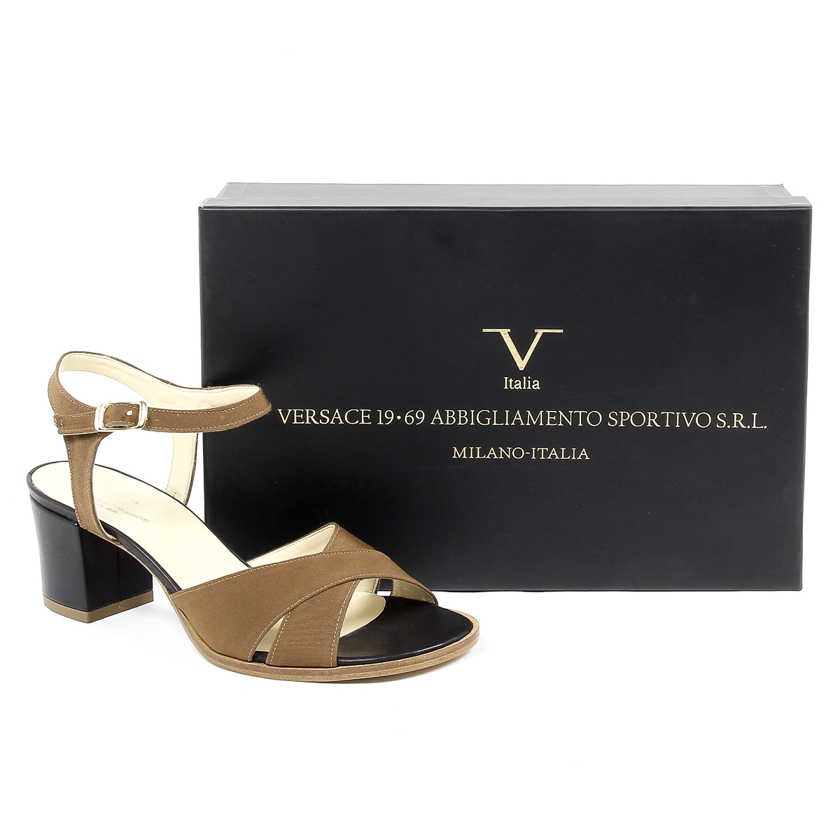 V 1969 Italia Sandalo da donna con cinturino alla caviglia Taupe VERA