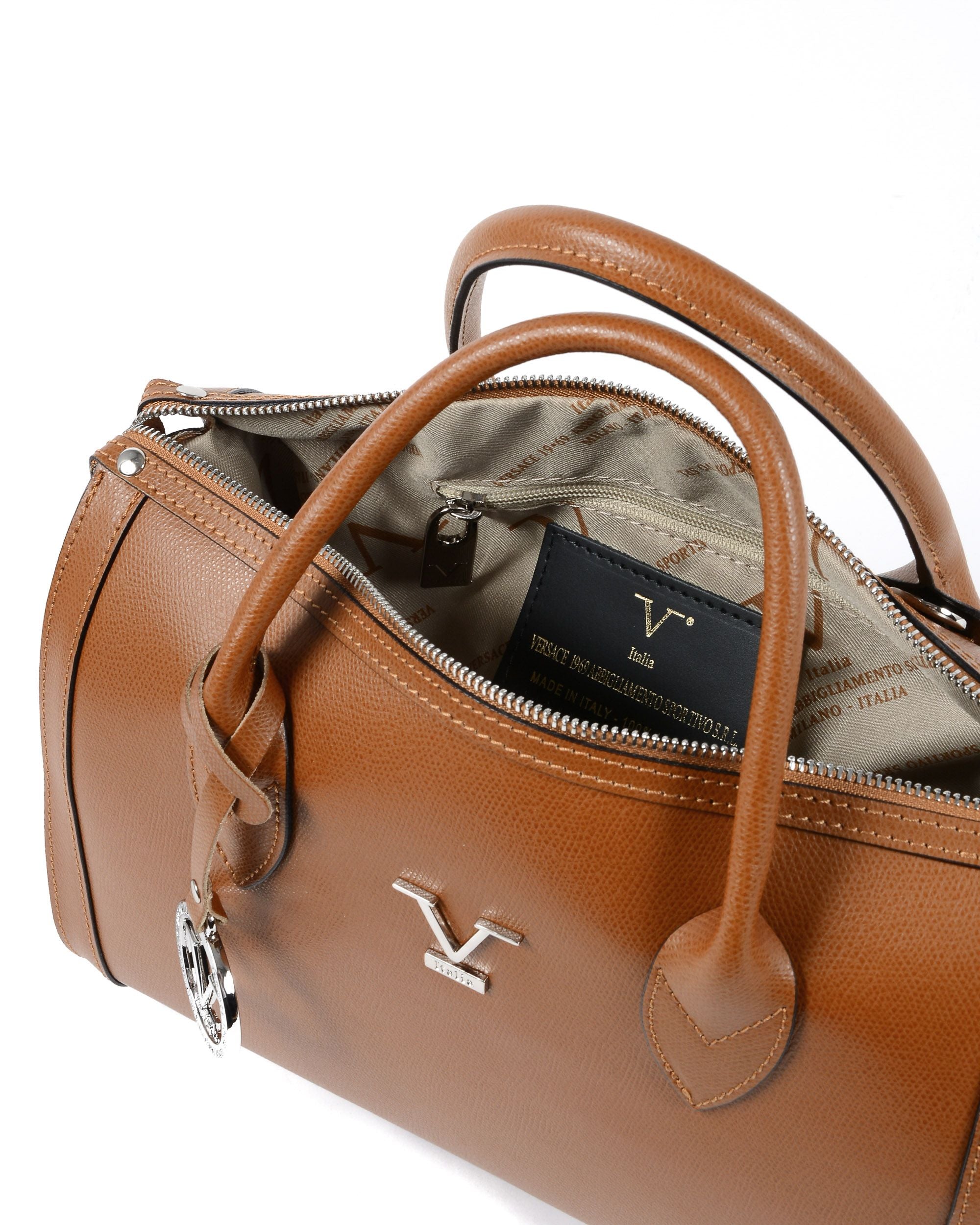 Borsa a mano da donna V Italia Marrone V014-S PALMELLATO CUOIO