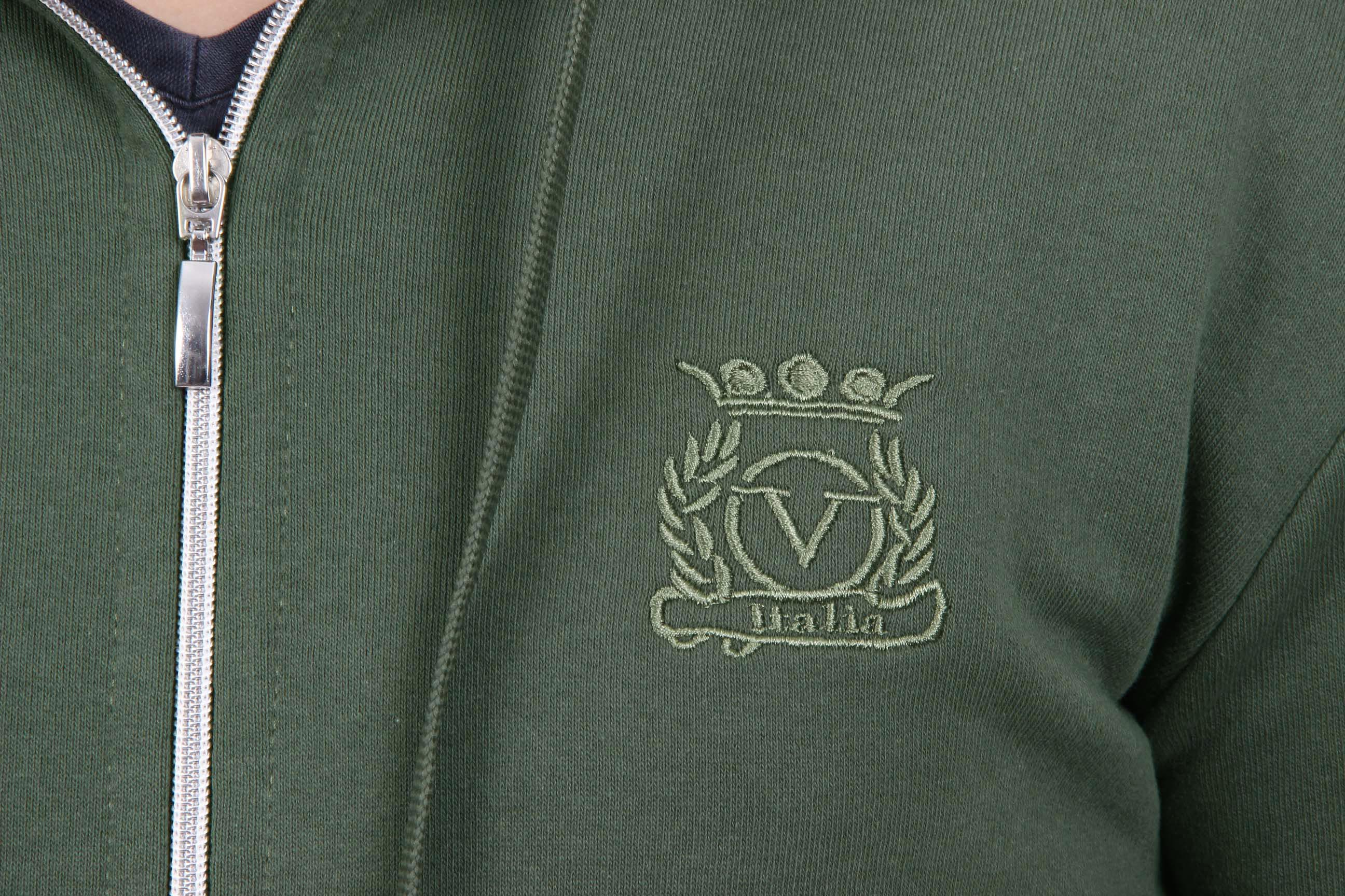 Felpa con cappuccio da uomo V 1969 Italia con cerniera ART. 4468 VERDE MILITARE