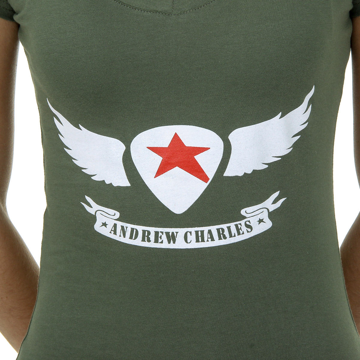 Andrew Charles T-shirt da donna a maniche corte con scollo a V verde TAPIWA