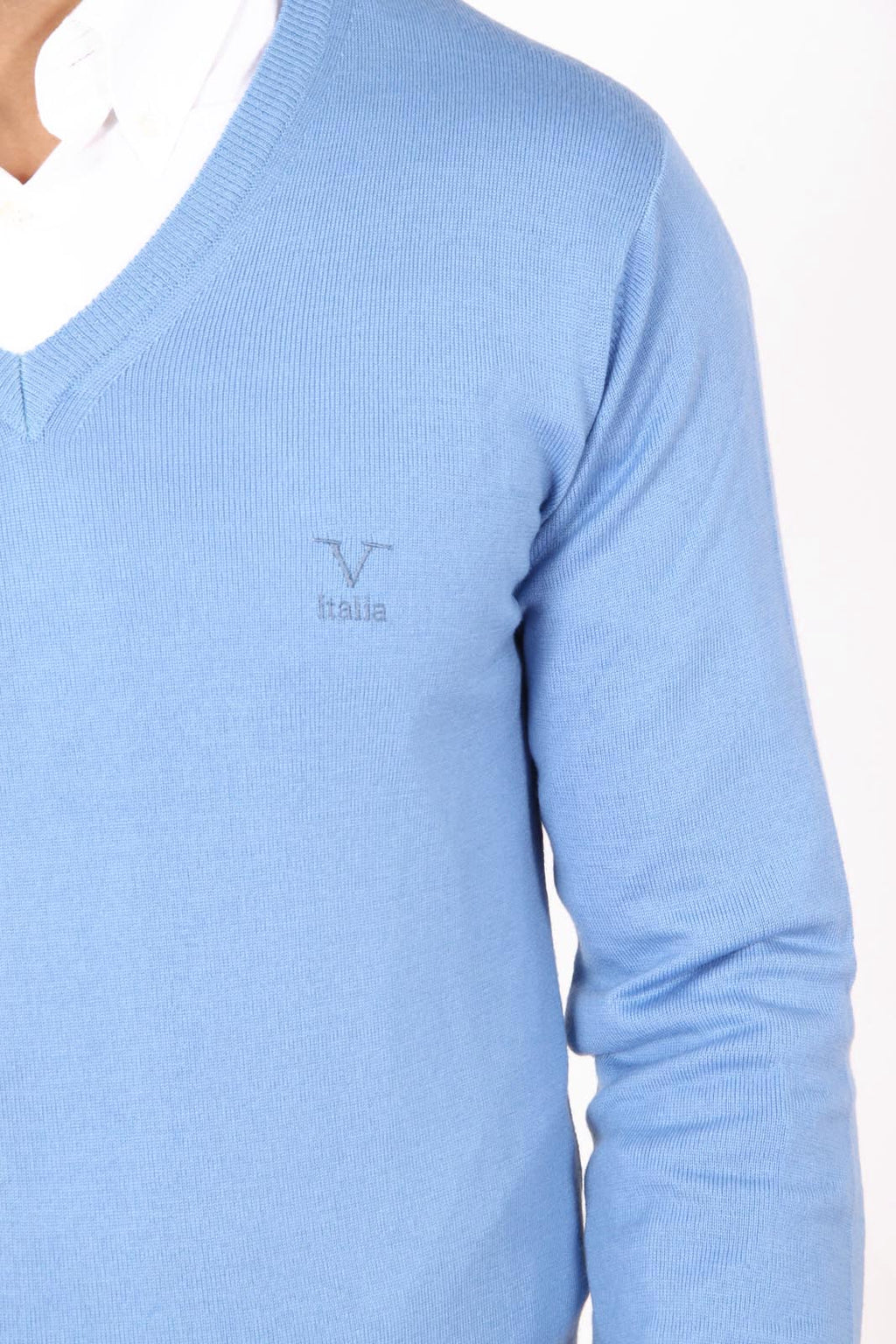 Maglione uomo scollo a V V 1969 Italia 9801 SCOLLO V AZZURRO