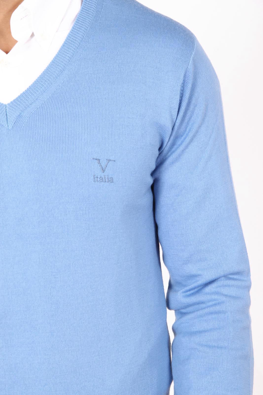 Maglione uomo scollo a V V 1969 Italia 9801 SCOLLO V AZZURRO