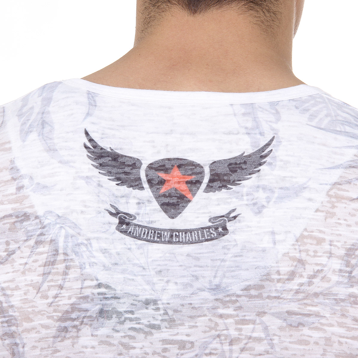 Andrew Charles T-shirt da uomo a maniche corte con scollo a V bianca ISAAC