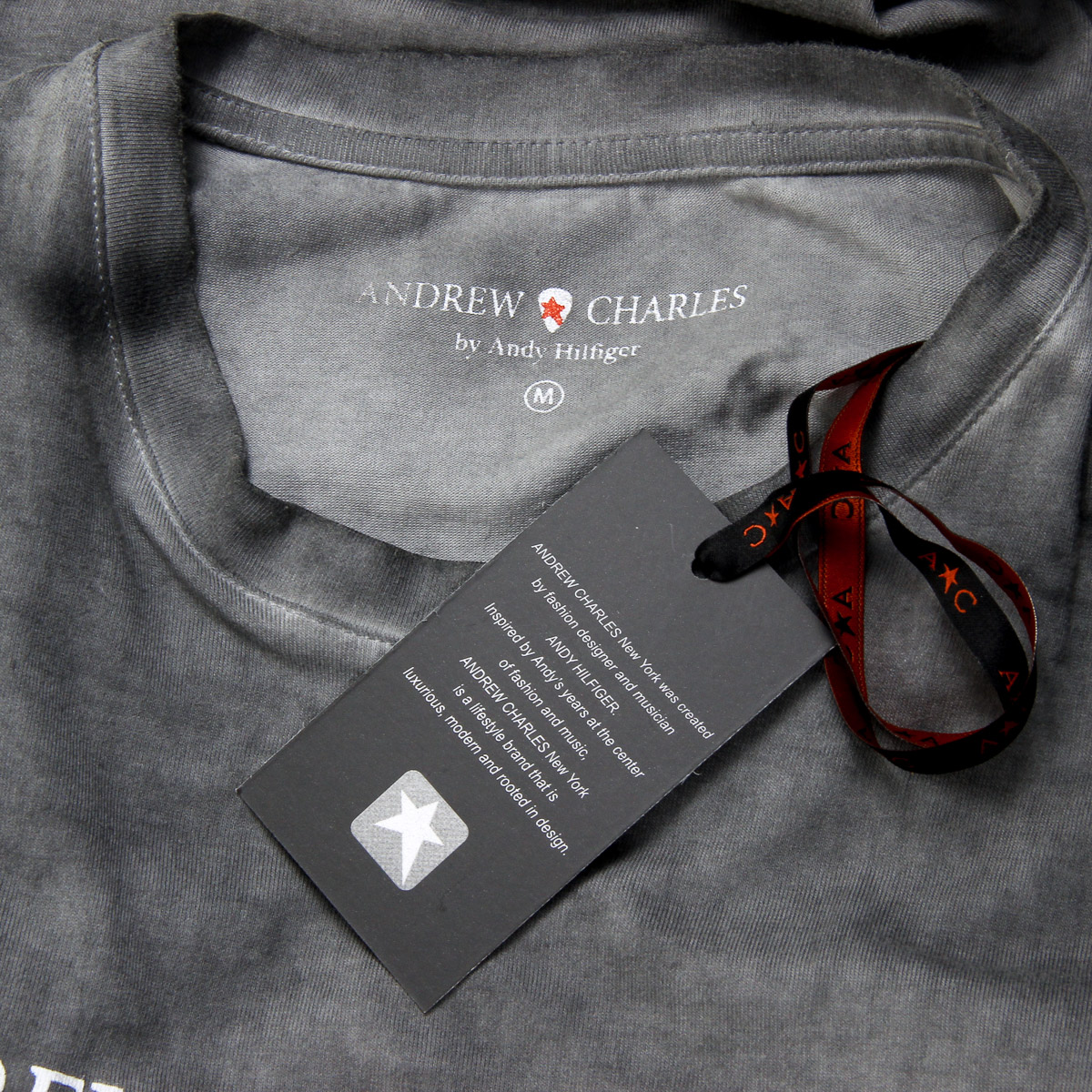 Andrew Charles T-shirt da uomo a maniche corte con scollo rotondo grigio chiaro KARITA