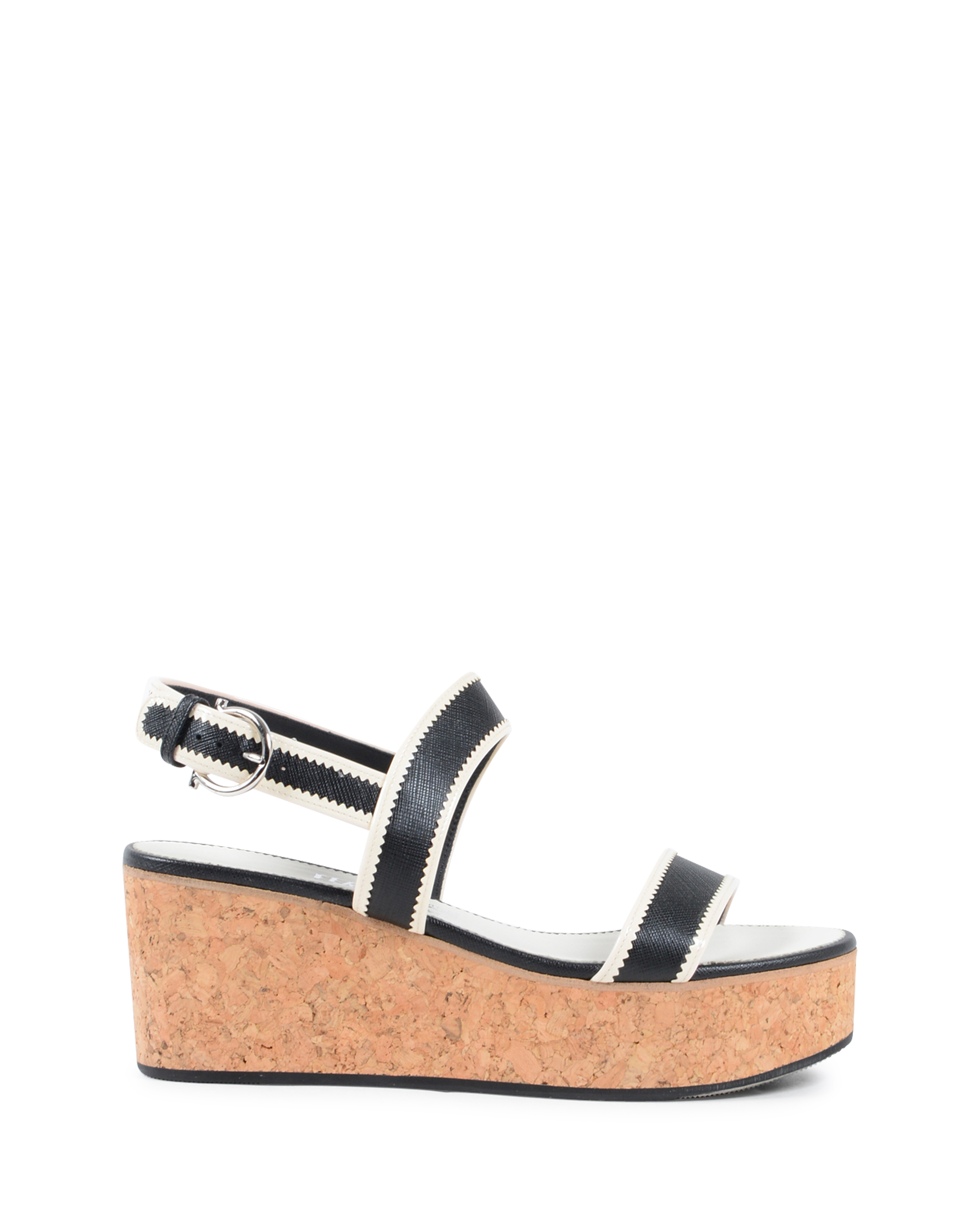 Sandalo con zeppa da donna Salvatore Ferragamo Nero EMILIA