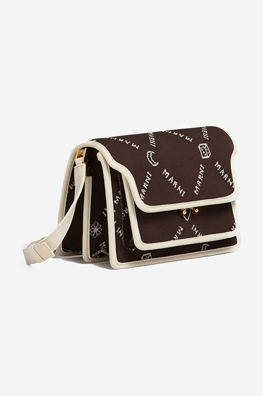 Borsa a tracolla in tessuto Marni Monogram marrone