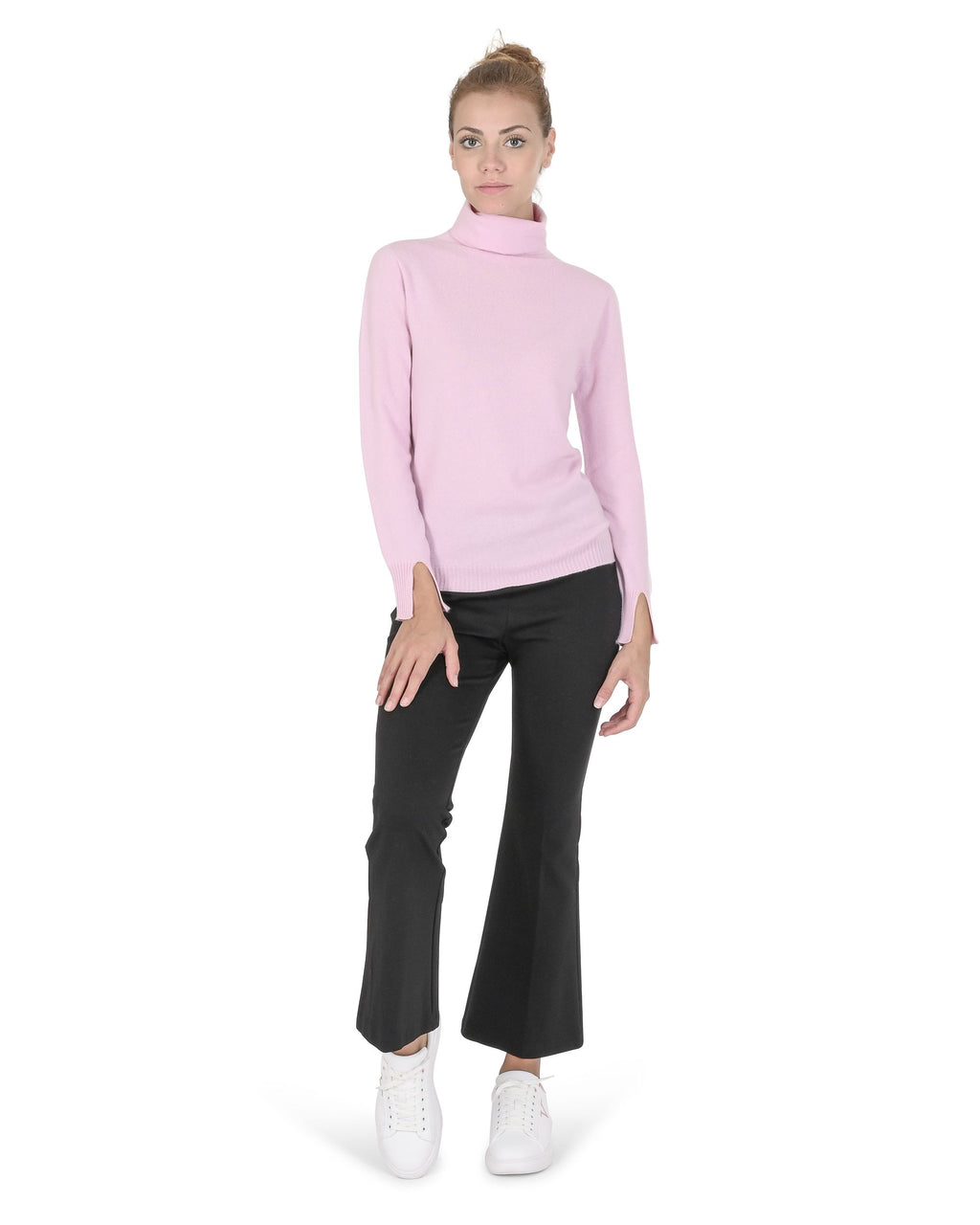 Maglione dolcevita da donna in cashmere Crown of Edinburgh COE 0023 ROSA