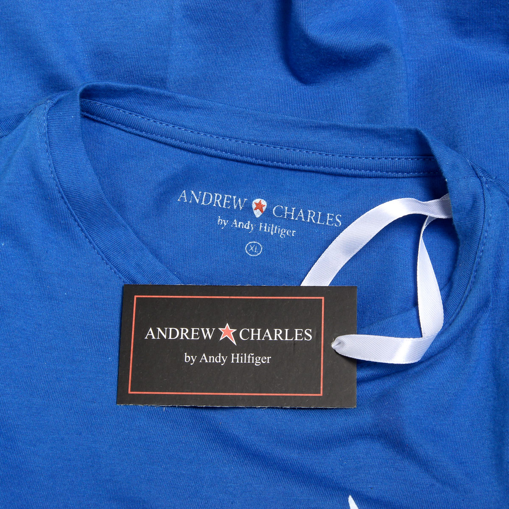 Andrew Charles Maglietta da uomo a maniche corte con scollo rotondo blu KEITA