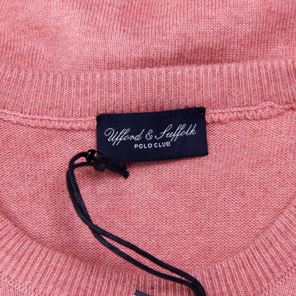 Maglione da uomo Ufford & Suffolk Polo Club a maniche lunghe con scollo rotondo PULLRUS100 ROSA