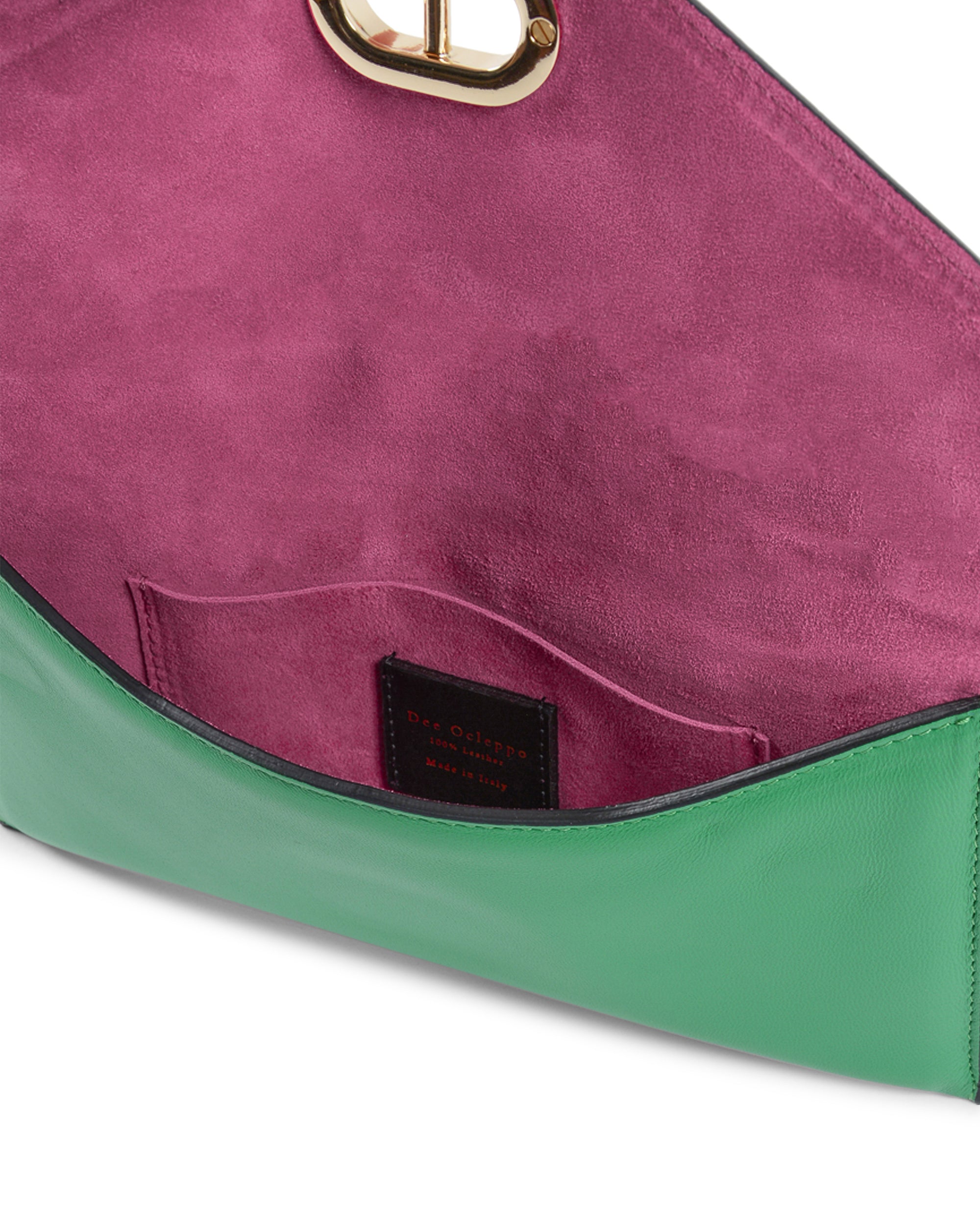 Pochette in pelle verde