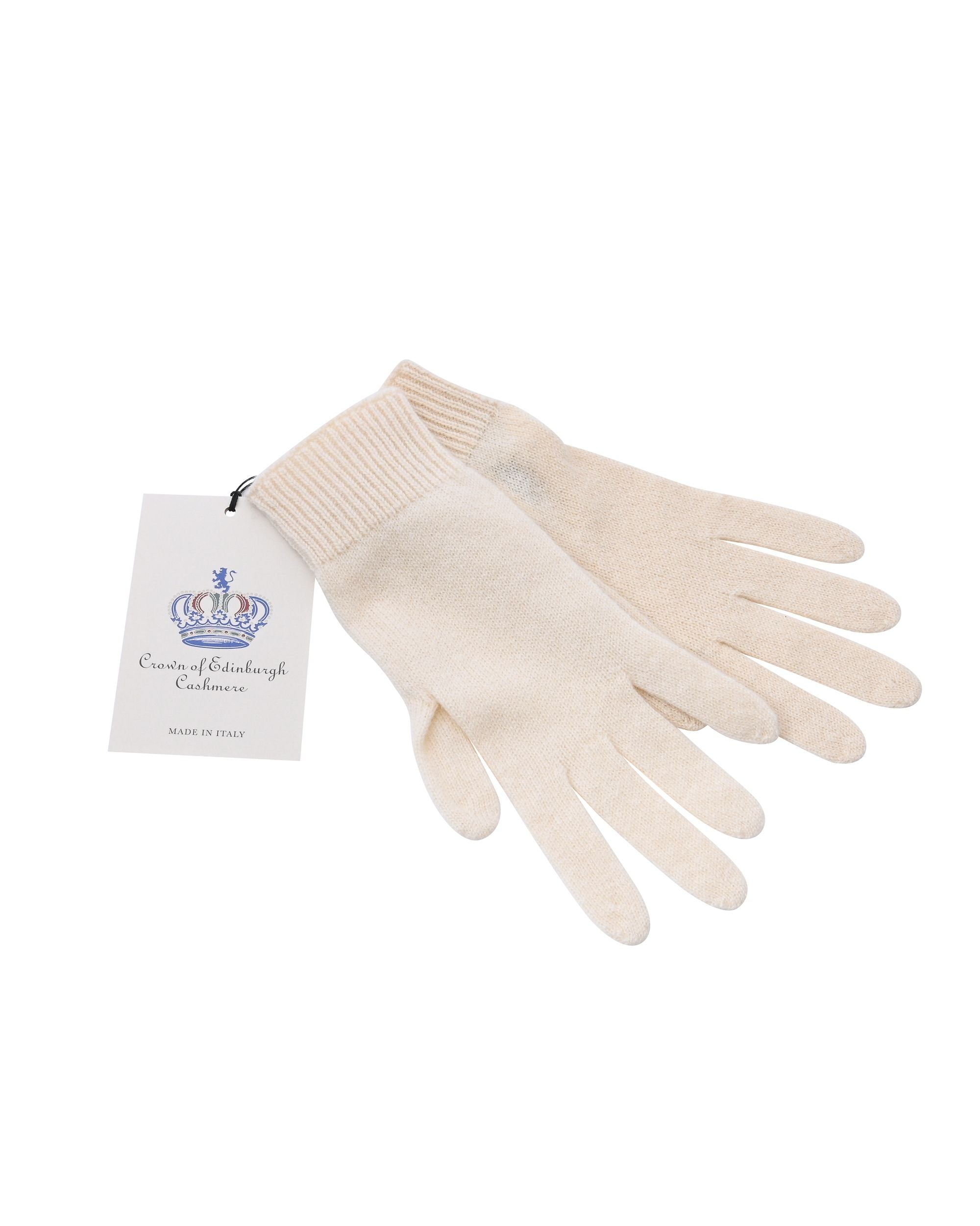 Guanti corti da donna in cashmere Crown of Edinburgh COE 001 AVORIO