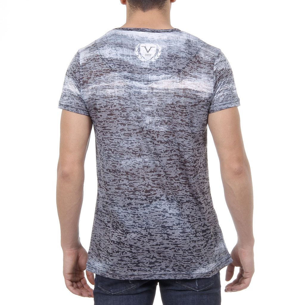 V 1969 Italia T-shirt da uomo a maniche corte con scollo tondo nera LOGAN