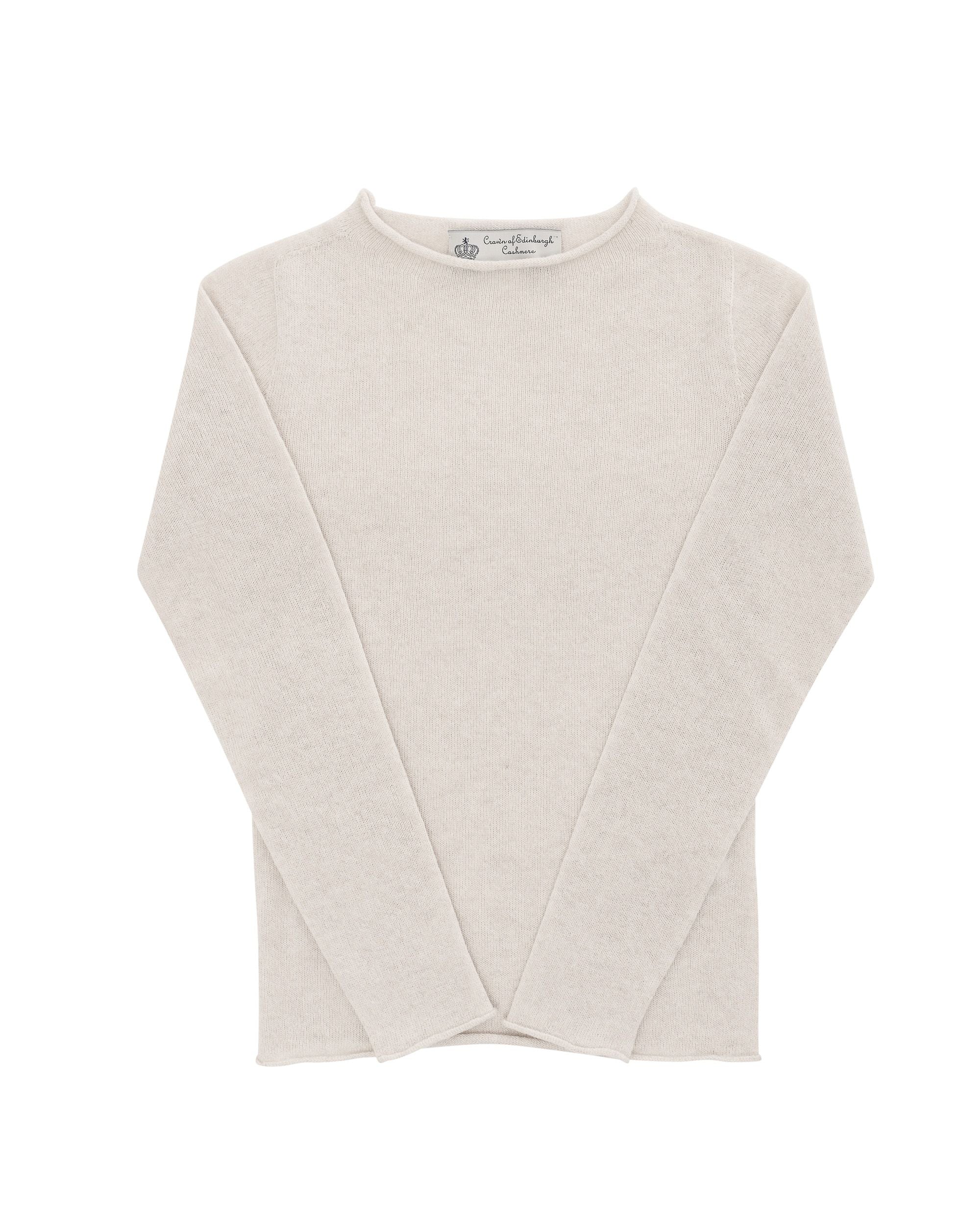 Maglione da donna con scollo a barca in cashmere Crown of Edinburgh COE 007 SAND