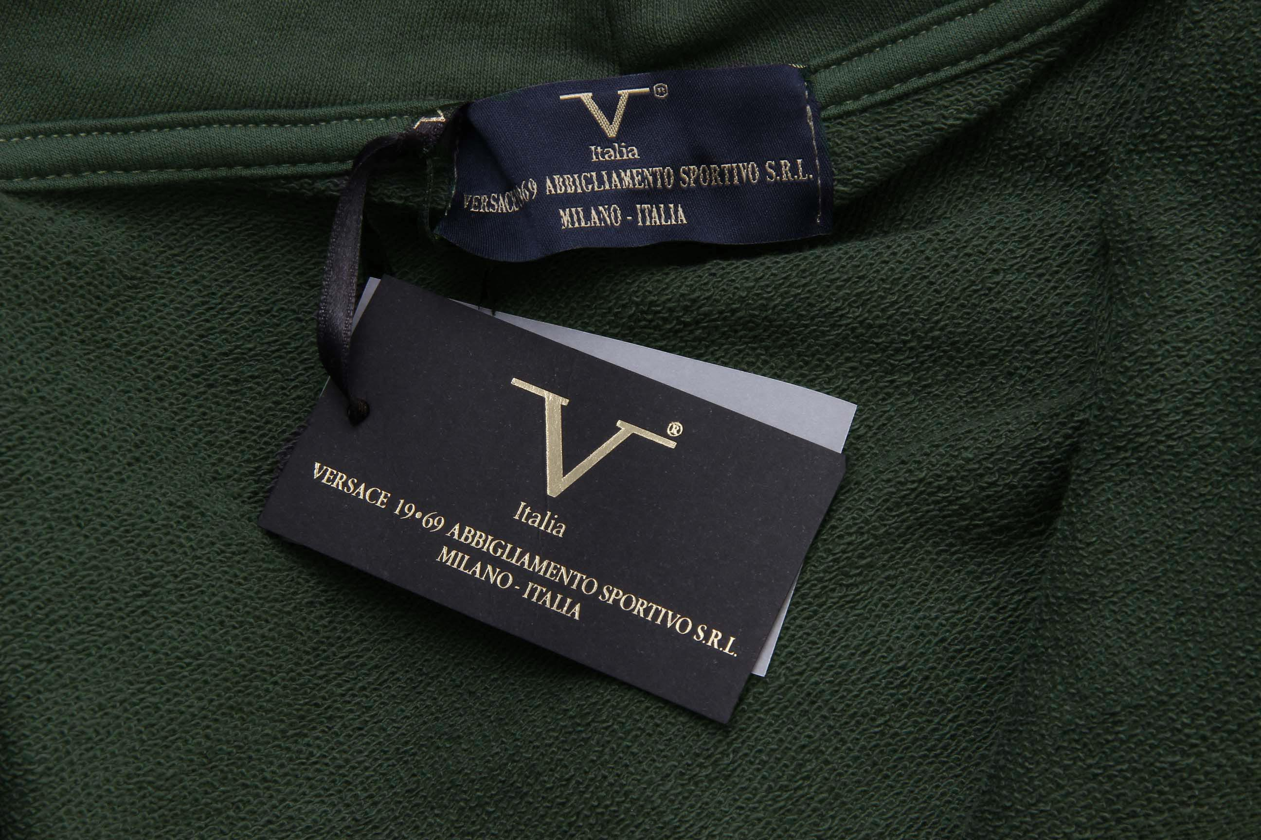 Felpa con cappuccio da uomo V 1969 Italia con cerniera ART. 4468 VERDE MILITARE