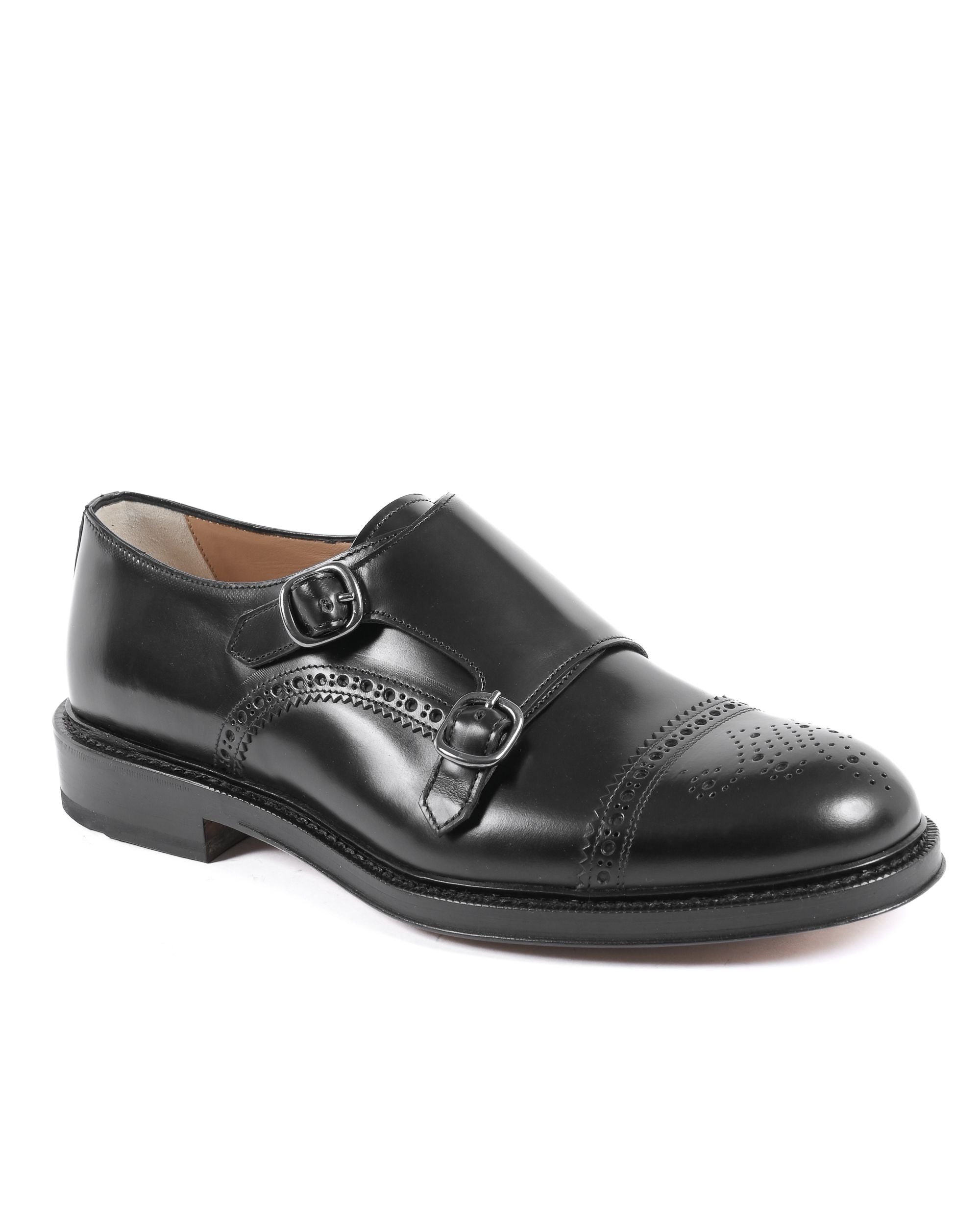 Dee Ocleppo Mens Monk Strap Shoes F3745 ABRASIVATO NERO