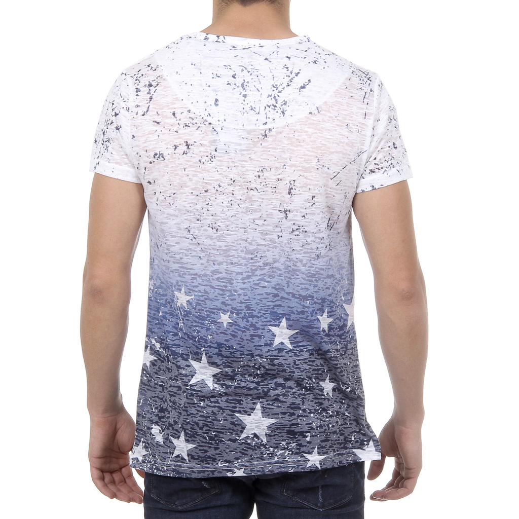 V 1969 Italia T-shirt da uomo a maniche corte con scollo tondo multicolore DAVID