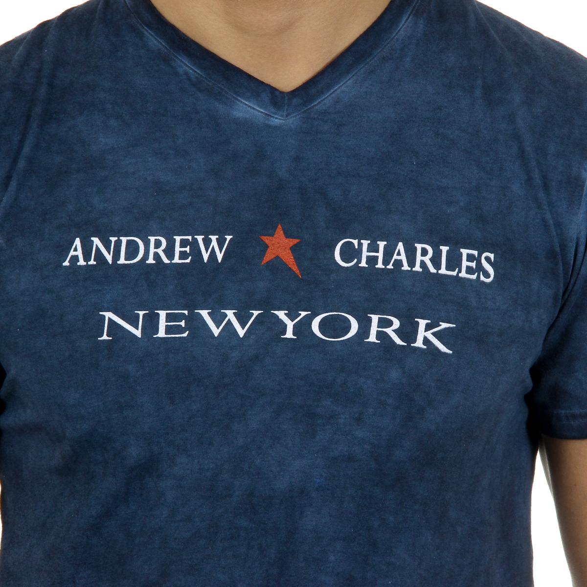 Andrew Charles T-shirt da uomo a maniche corte con scollo a V blu KOFI