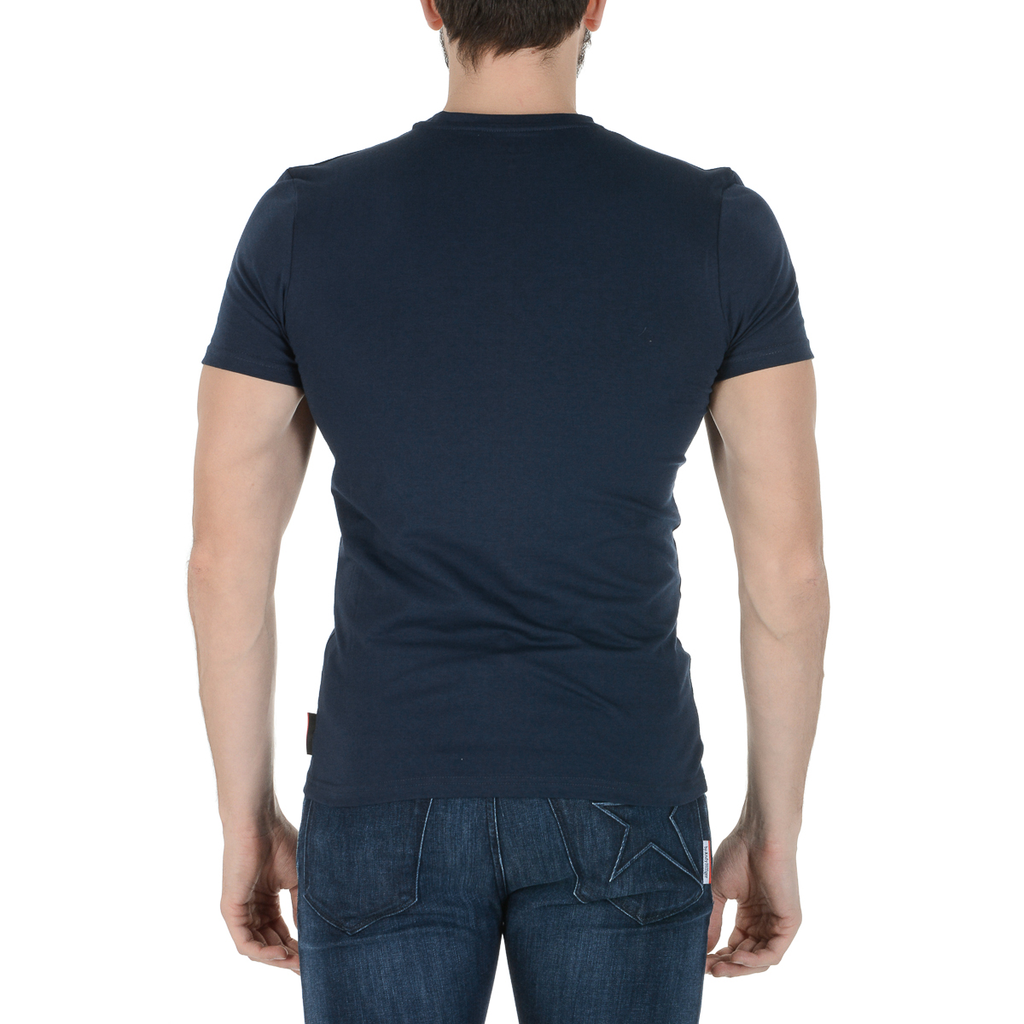 Andrew Charles Maglietta da uomo a maniche corte con scollo rotondo blu KEITA