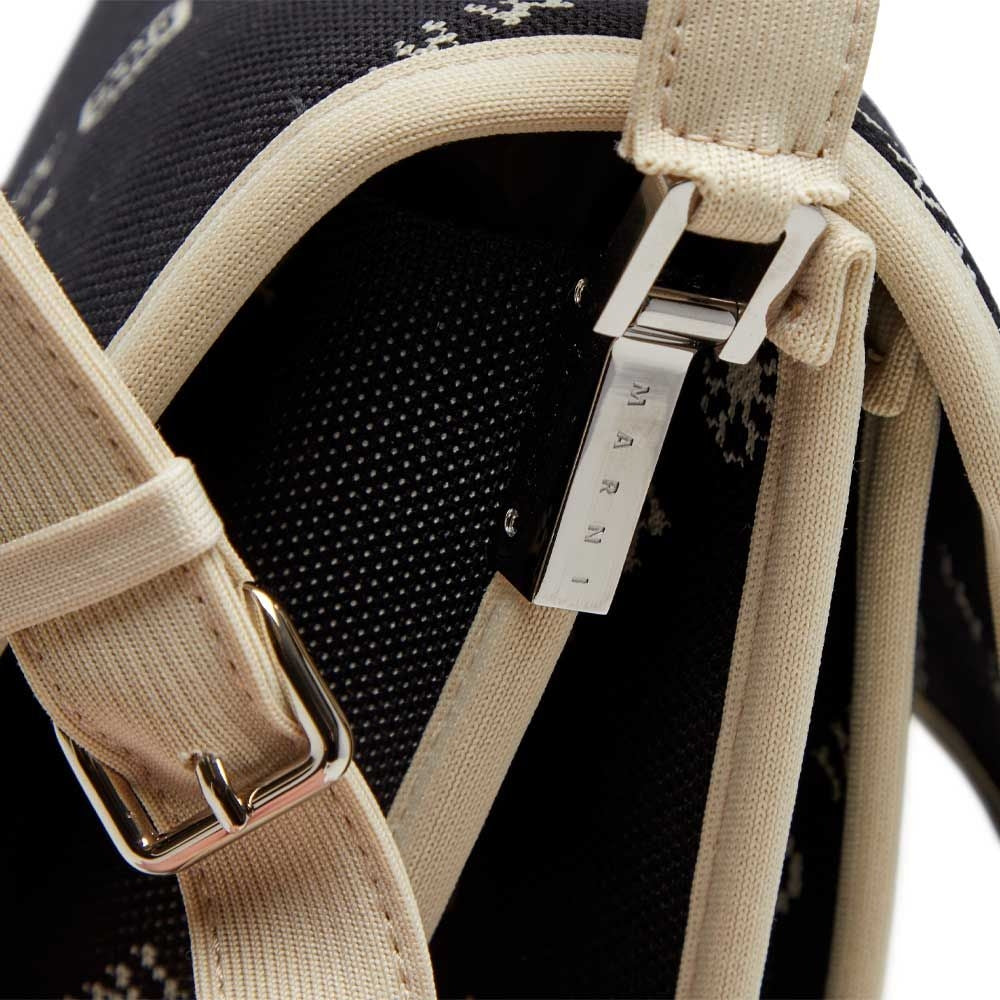 Borsa a tracolla in tessuto Marni Monogram nera