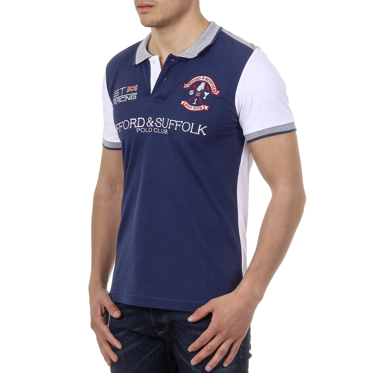 Polo da uomo a maniche corte Ufford & Suffolk Polo Club US001 INDIGO