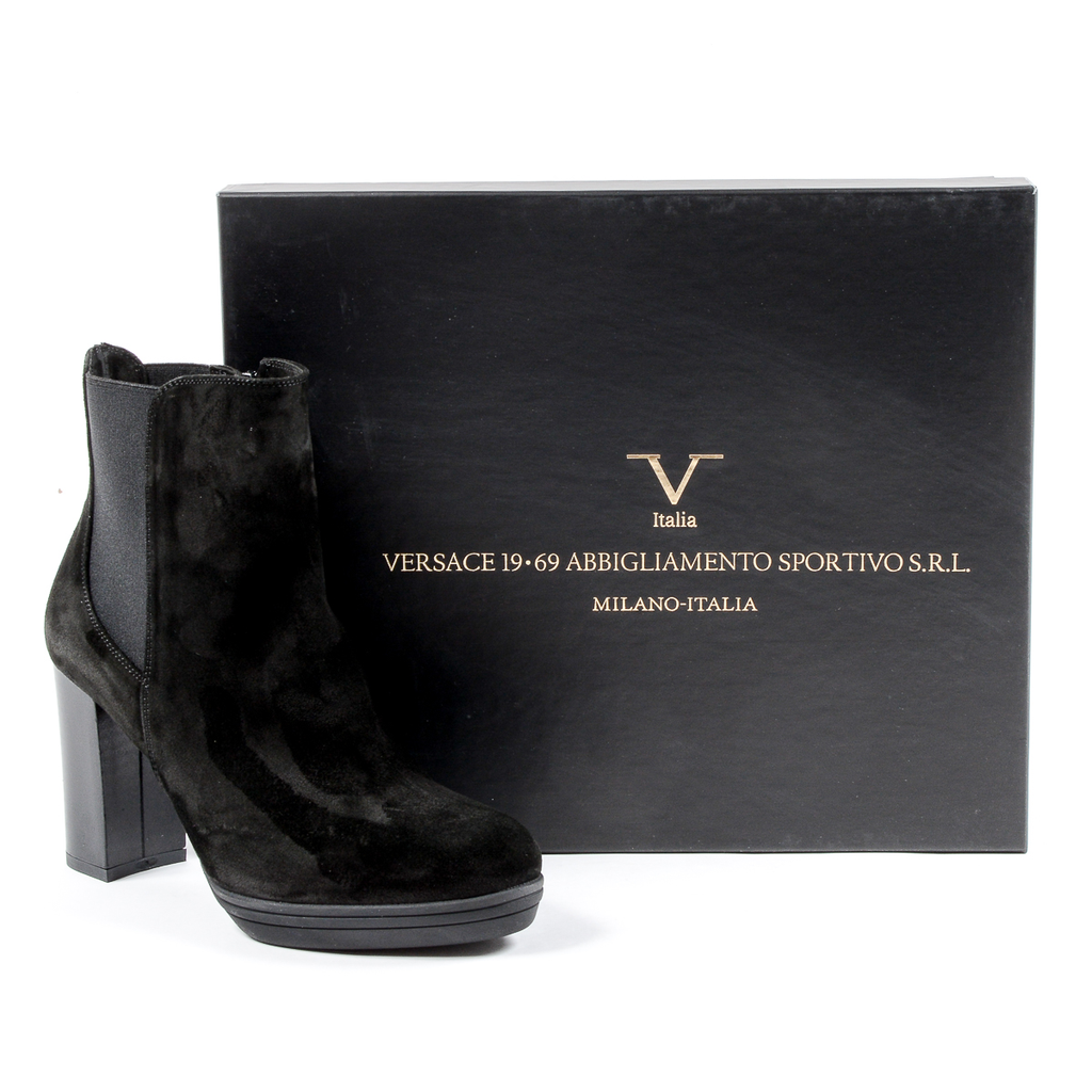 V 1969 Italia Stivaletto con tacco da donna nero MADELYN