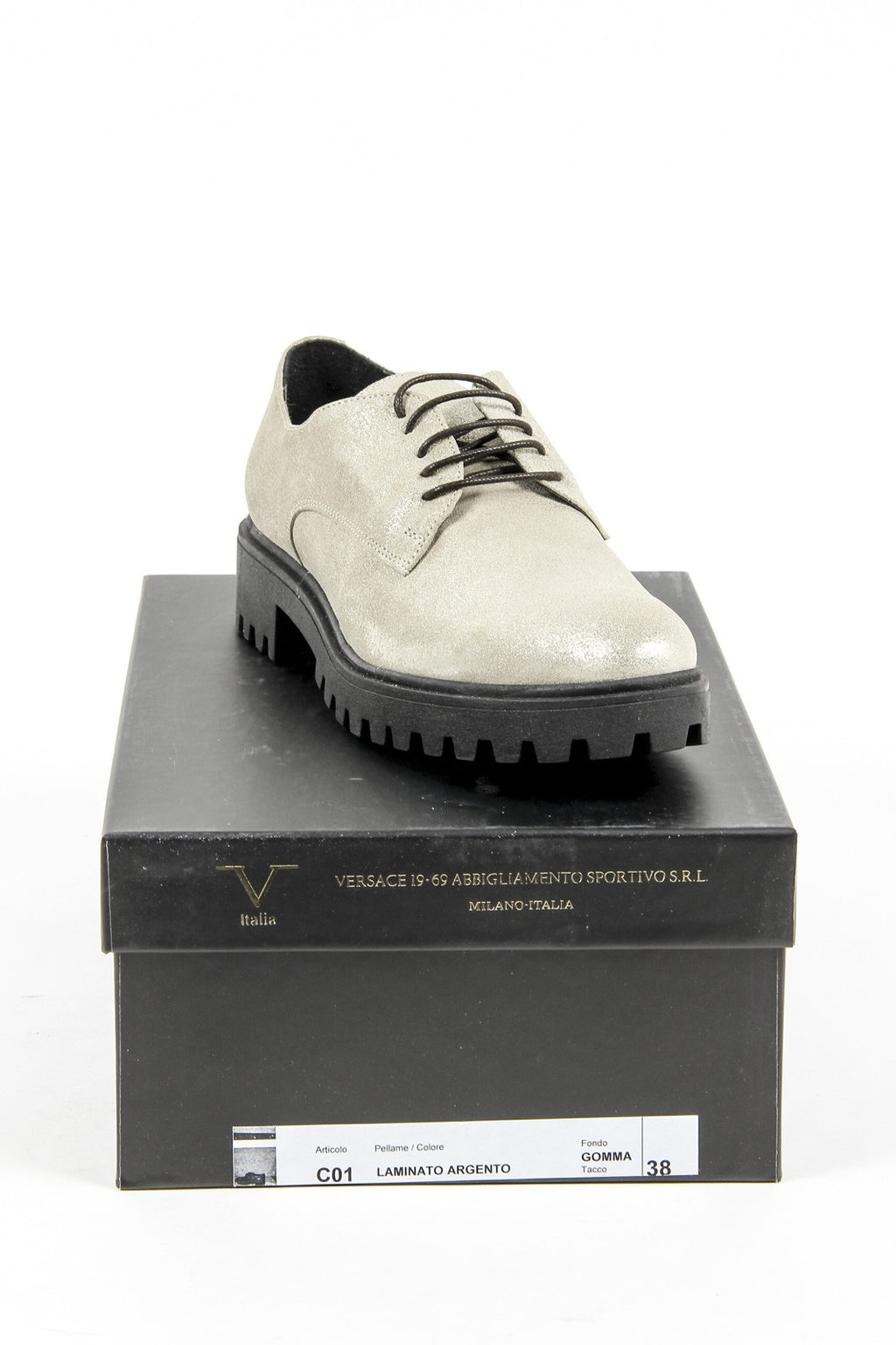 Scarpa stringata da donna V 1969 Italia C01 LAMINATO ARGENTO