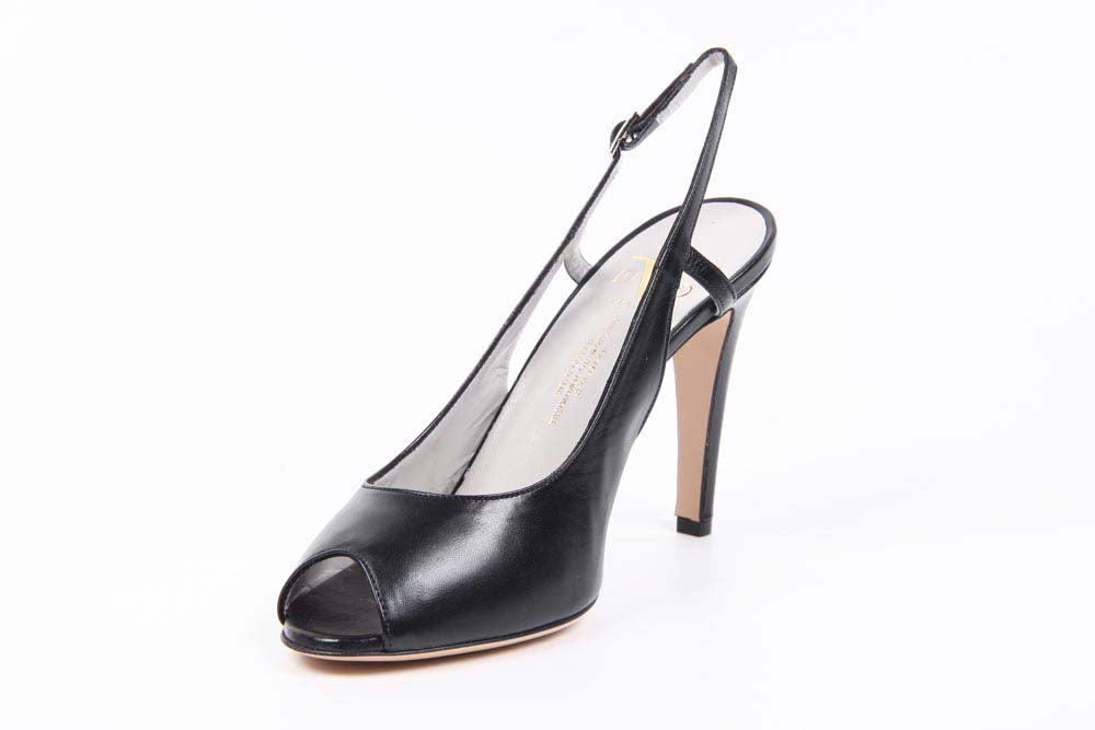 Sandalo Slingback da Donna V 1969 Italia 5616-VAL95 PE ELIOS15NE CAPRETTO ELIOS NERO