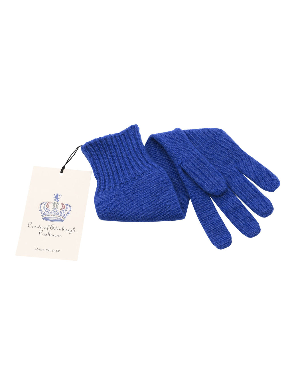 Guanti lunghi da donna in cashmere Crown of Edinburgh COE 002 BLU REALE